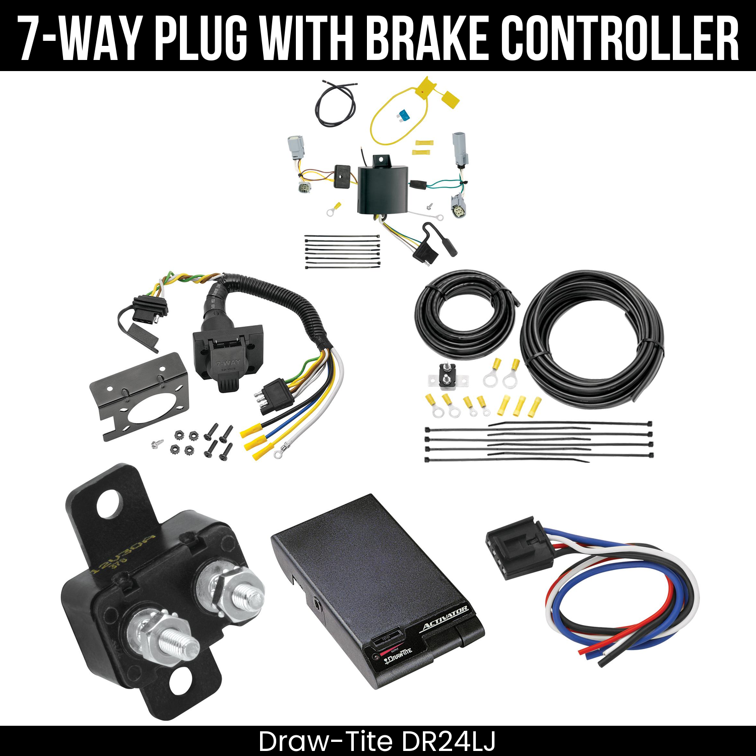 Trailer Wiring 7-Way Plug w/ Bracket , Draw-Tite Activator Brake Control