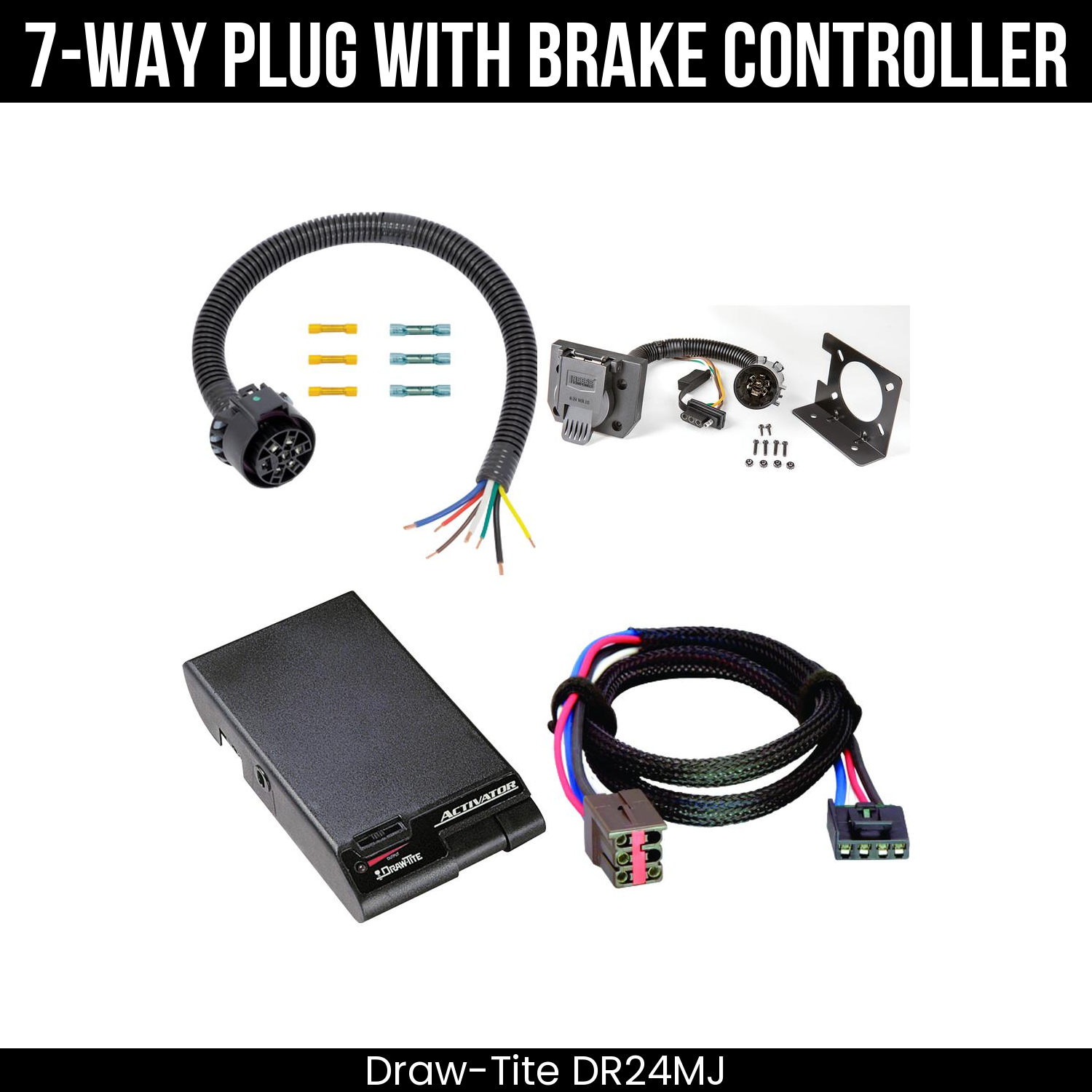 Trailer Wiring 7-Way Plug w/ Bracket , Draw-Tite Activator Brake Control