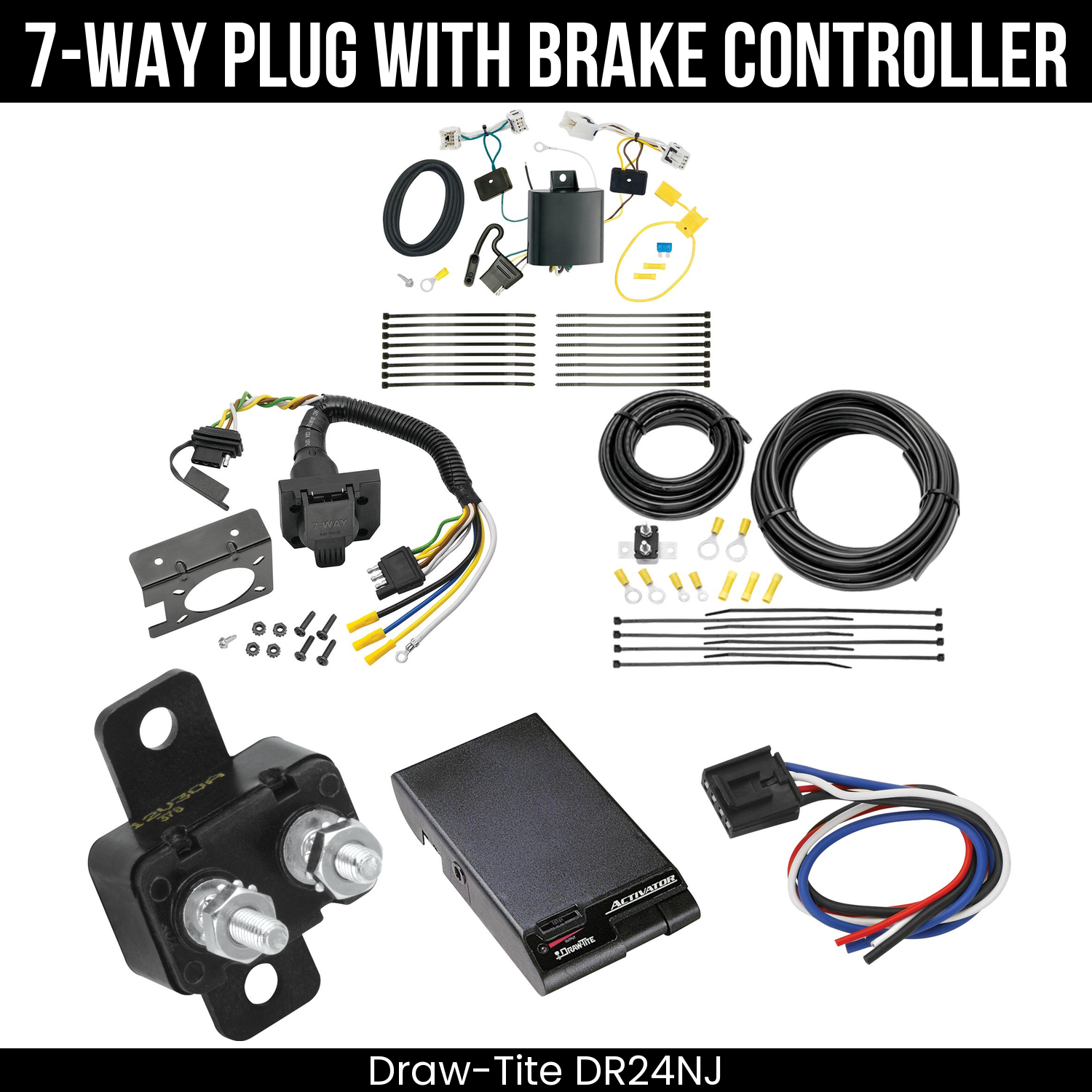 Trailer Wiring 7-Way Plug w/ Bracket , Draw-Tite Activator Brake Control