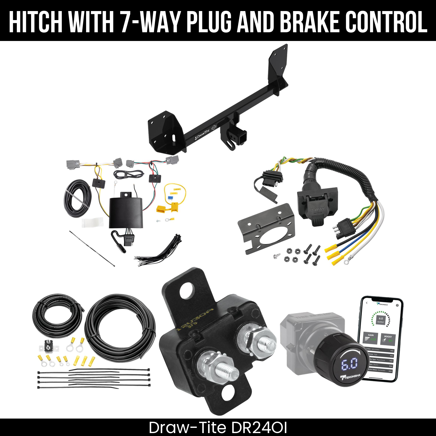 Draw Tite DR24OI Hitch With 7 Way Plug And Brake Control Bundle Featureimg