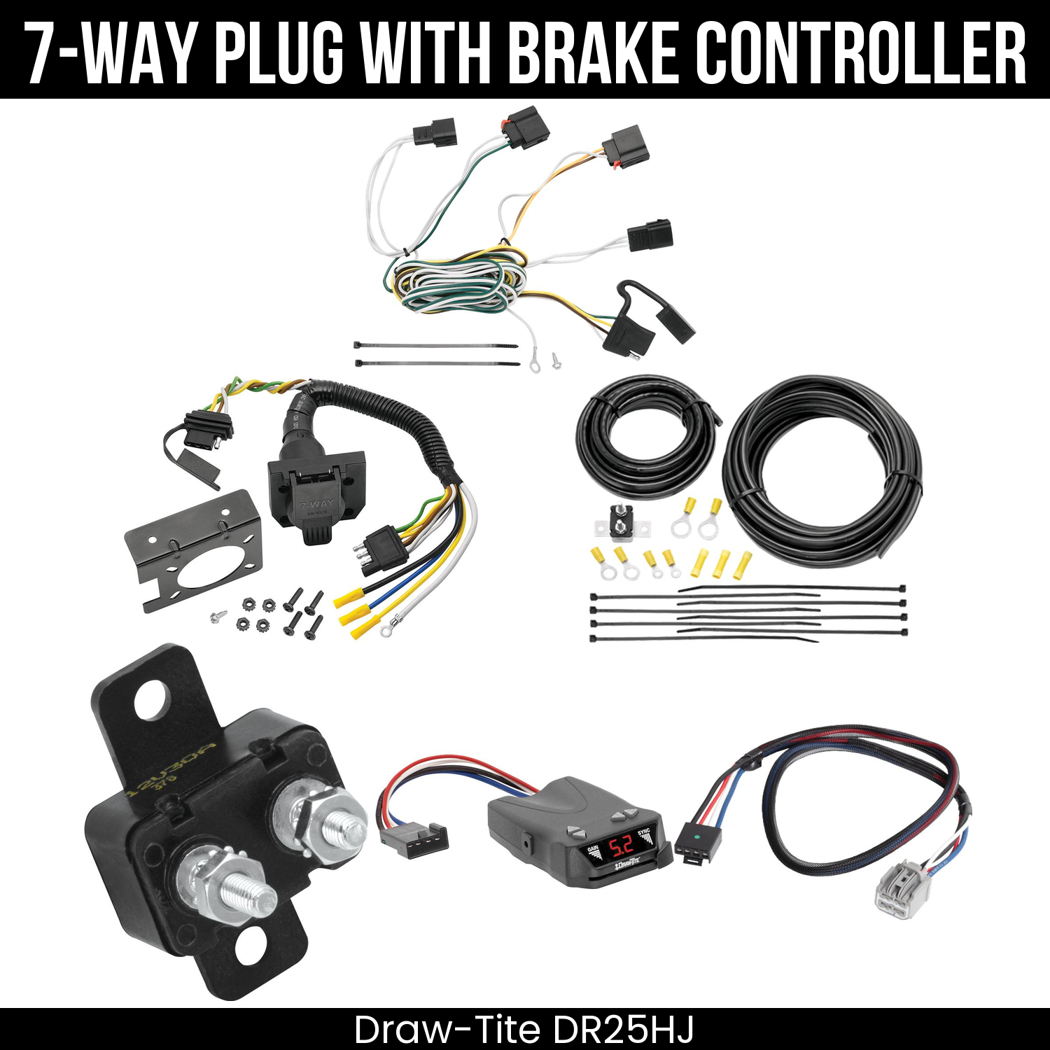Trailer Wiring 7-Way Plug w/ Bracket , Draw-Tite Activator IV Brake Control