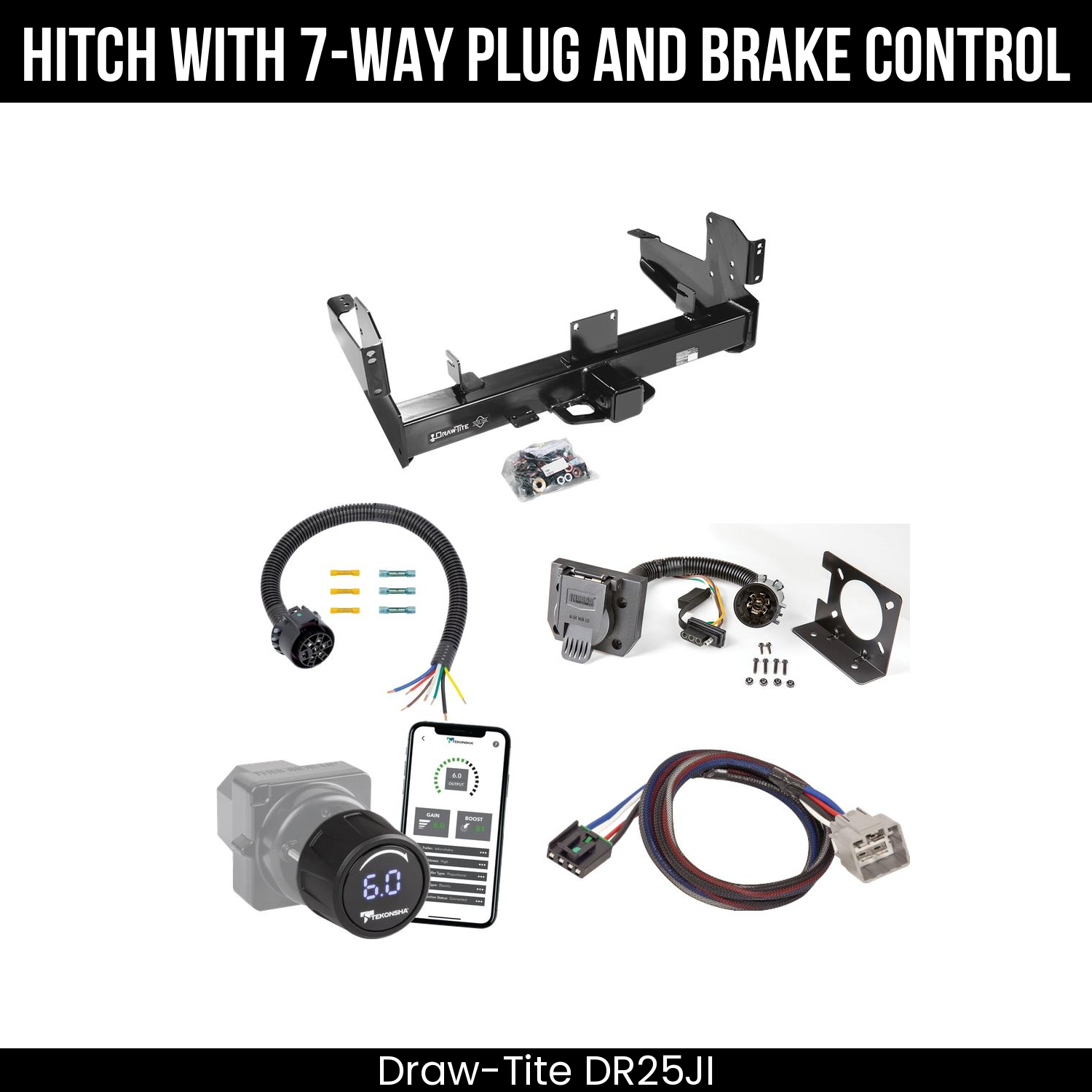 Draw Tite DR25JI Hitch With 7 Way Plug And Brake Control Bundle Featureimg
