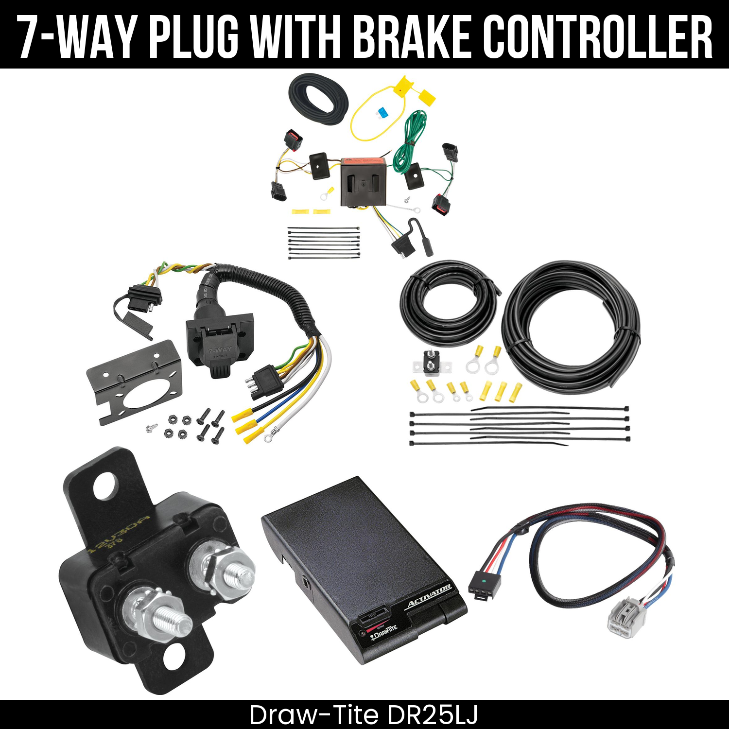 Trailer Wiring 7-Way Plug w/ Bracket , Draw-Tite Activator Brake Control