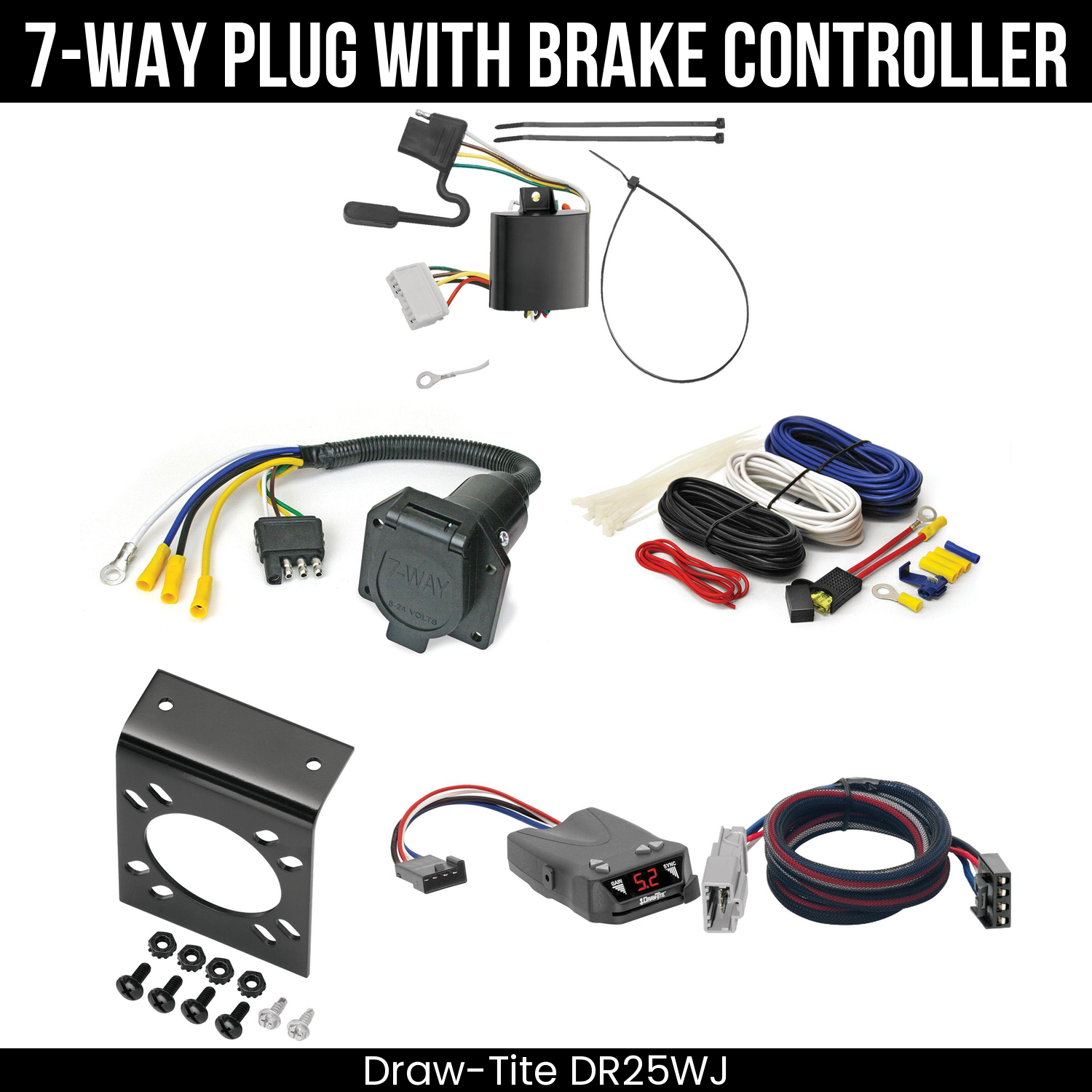 Trailer Wiring 7-Way Economy Plug w/ Bracket , Draw-Tite Activator IV Brake Control