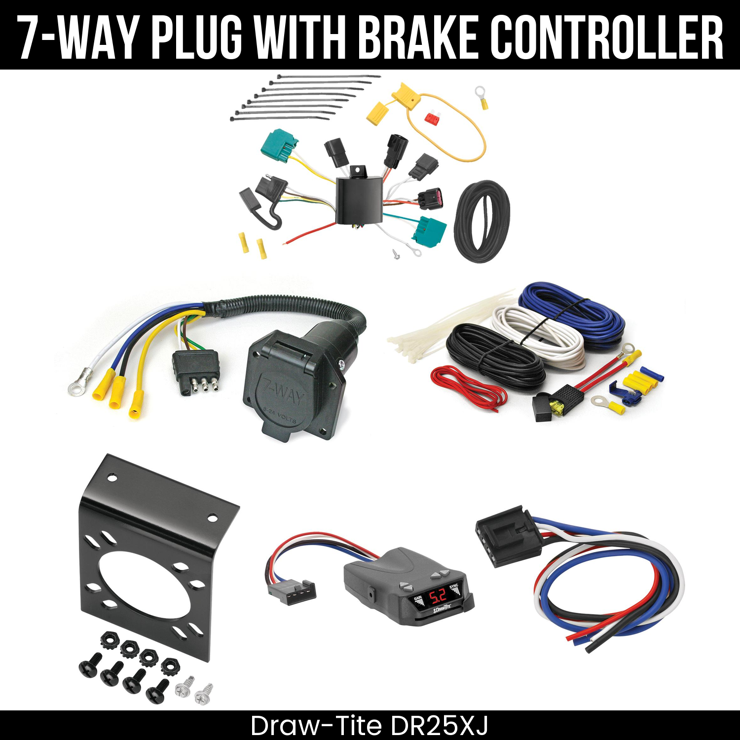 Trailer Wiring 7-Way Economy Plug w/ Bracket , Draw-Tite Activator IV Brake Control