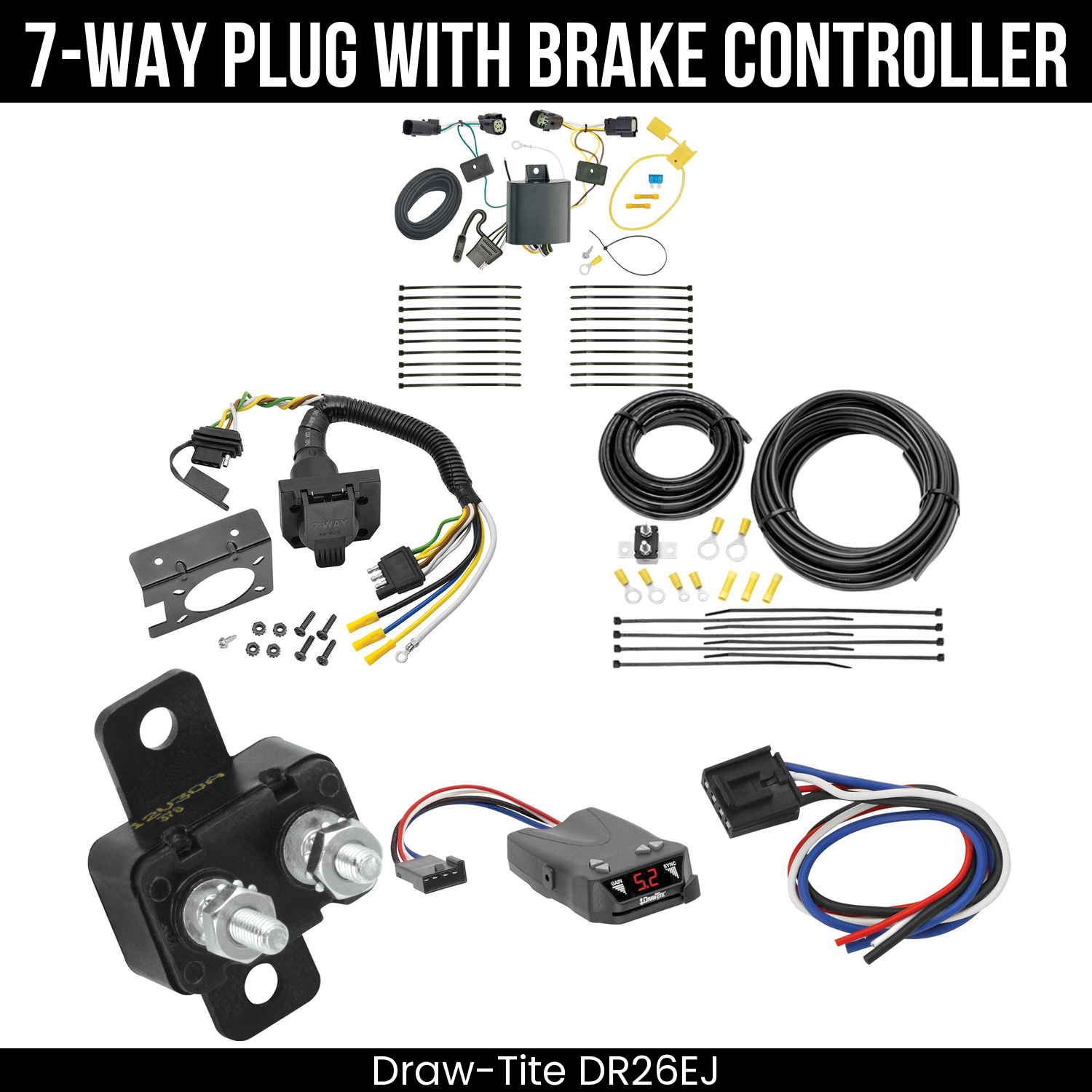 Trailer Wiring 7-Way Plug w/ Bracket , Draw-Tite Activator IV Brake Control