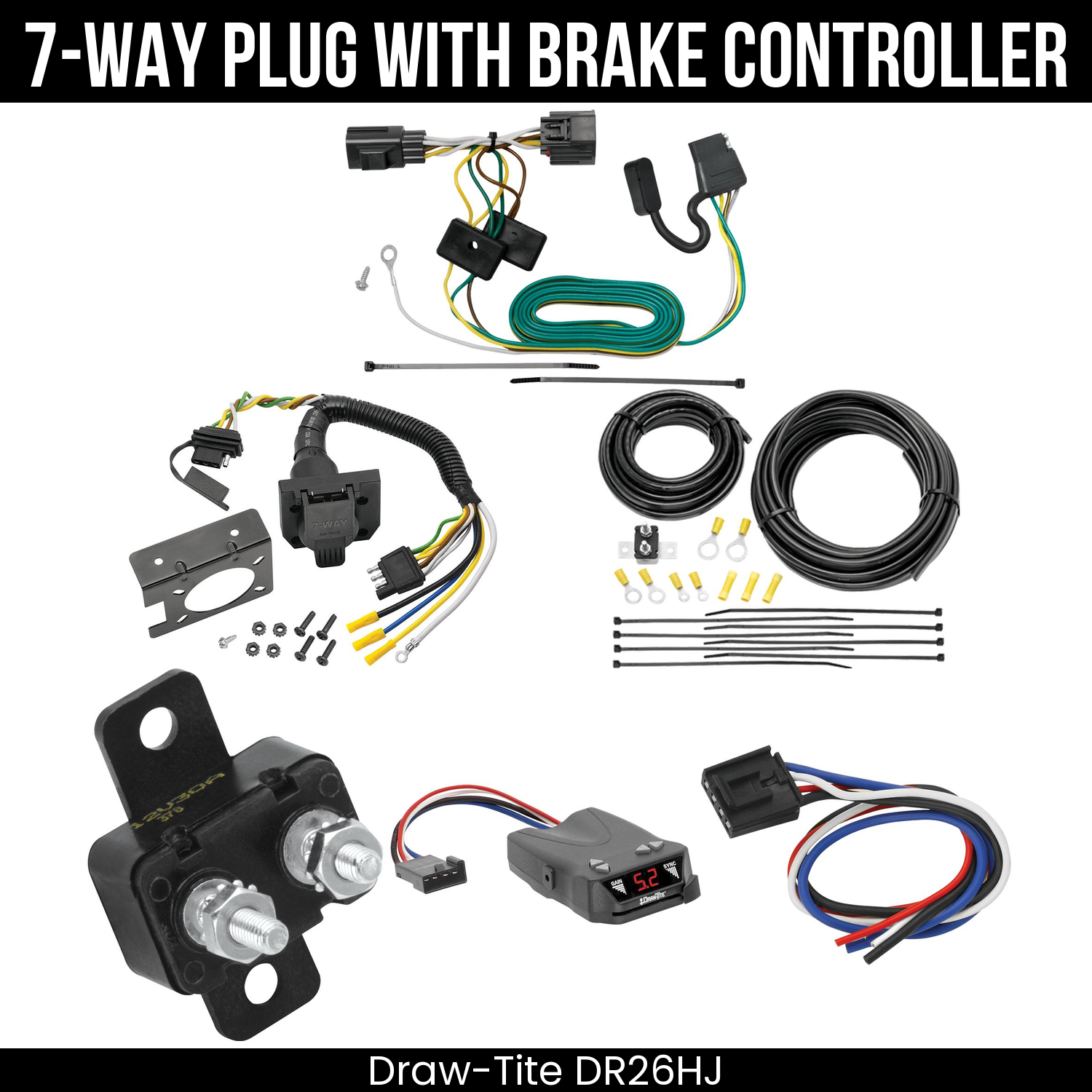 Trailer Wiring 7-Way Plug w/ Bracket , Draw-Tite Activator IV Brake Control