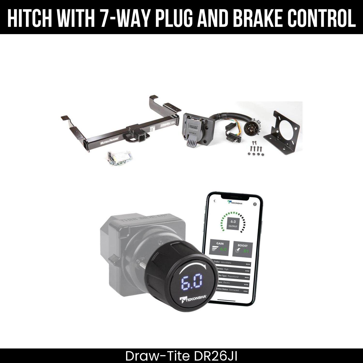 Draw Tite DR26JI Hitch With 7 Way Plug And Brake Control Bundle Featureimg