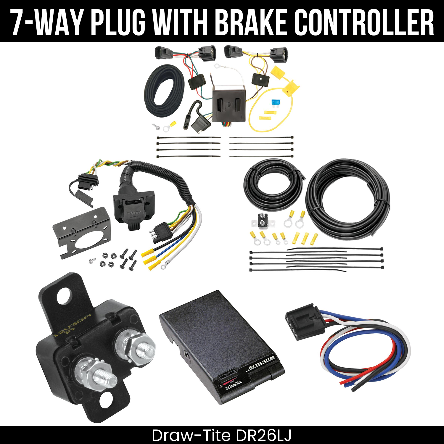Trailer Wiring 7-Way Plug w/ Bracket , Draw-Tite Activator Brake Control