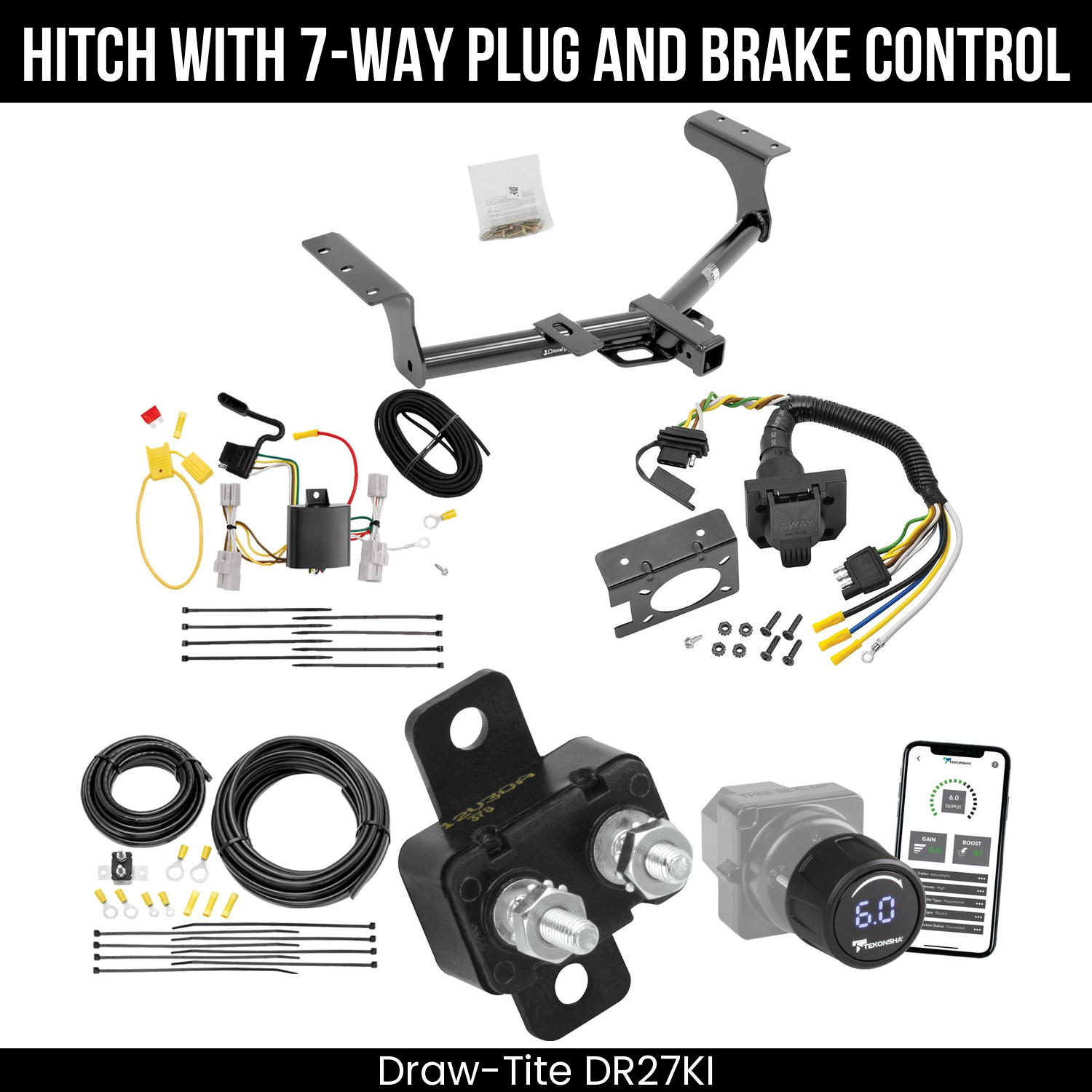 Draw Tite DR27KI Hitch With 7 Way Plug And Brake Control Bundle Featureimg