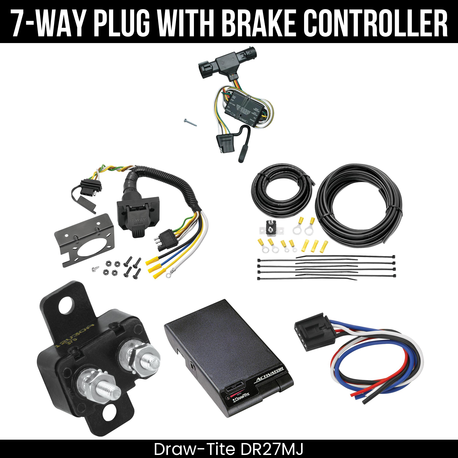 Trailer Wiring 7-Way Plug w/ Bracket , Draw-Tite Activator Brake Control