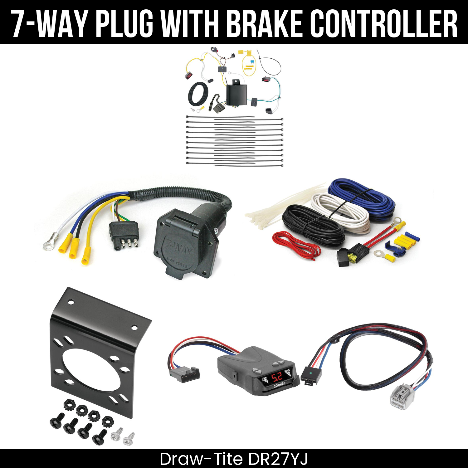 Trailer Wiring 7-Way Economy Plug w/ Bracket , Draw-Tite Activator IV Brake Control