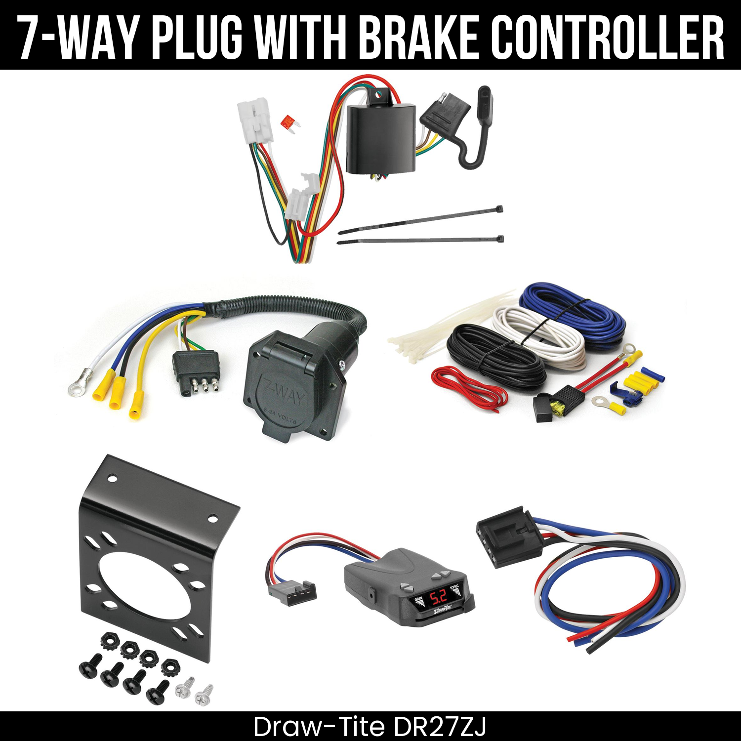 Trailer Wiring 7-Way Economy Plug w/ Bracket , Draw-Tite Activator IV Brake Control