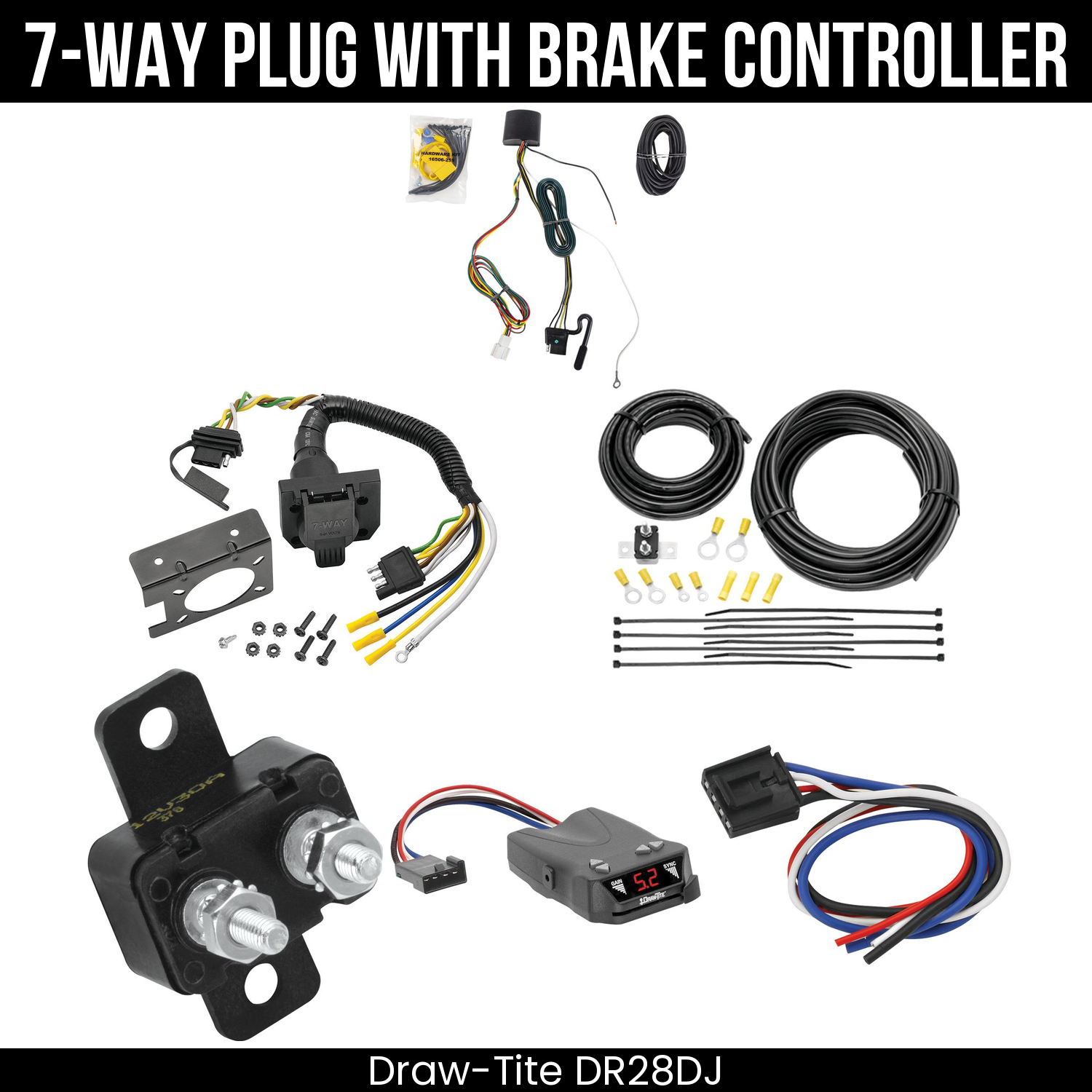 Trailer Wiring 7-Way Plug w/ Bracket , Draw-Tite Activator IV Brake Control