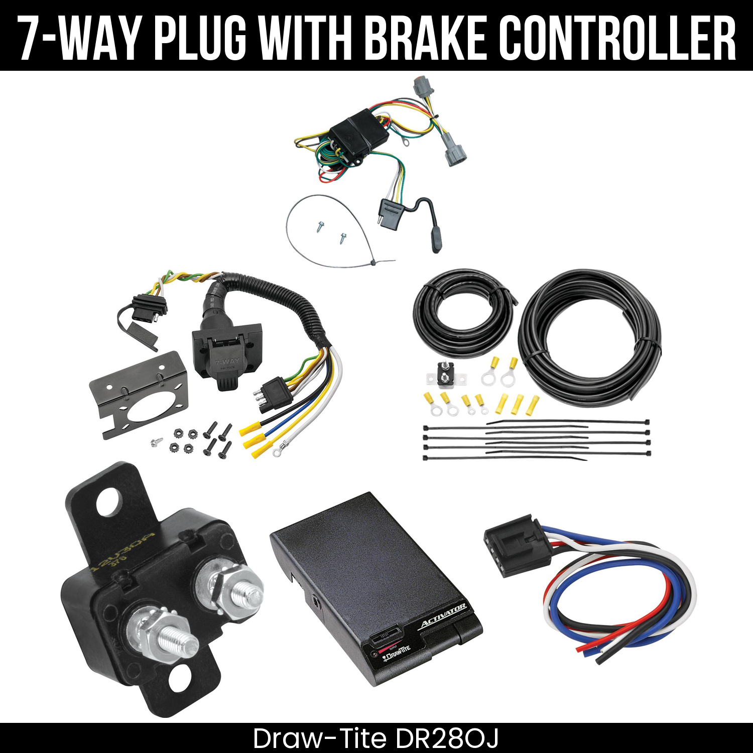 Trailer Wiring 7-Way Plug w/ Bracket , Draw-Tite Activator Brake Control