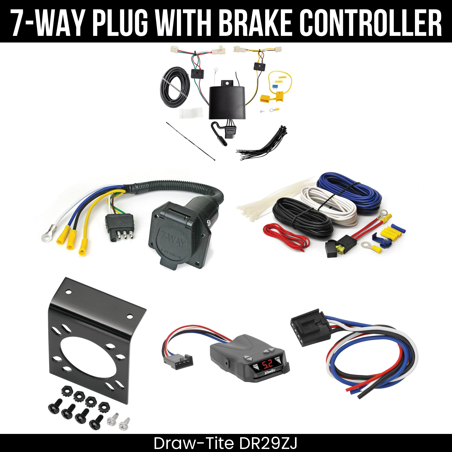 Trailer Wiring 7-Way Economy Plug w/ Bracket , Draw-Tite Activator IV Brake Control