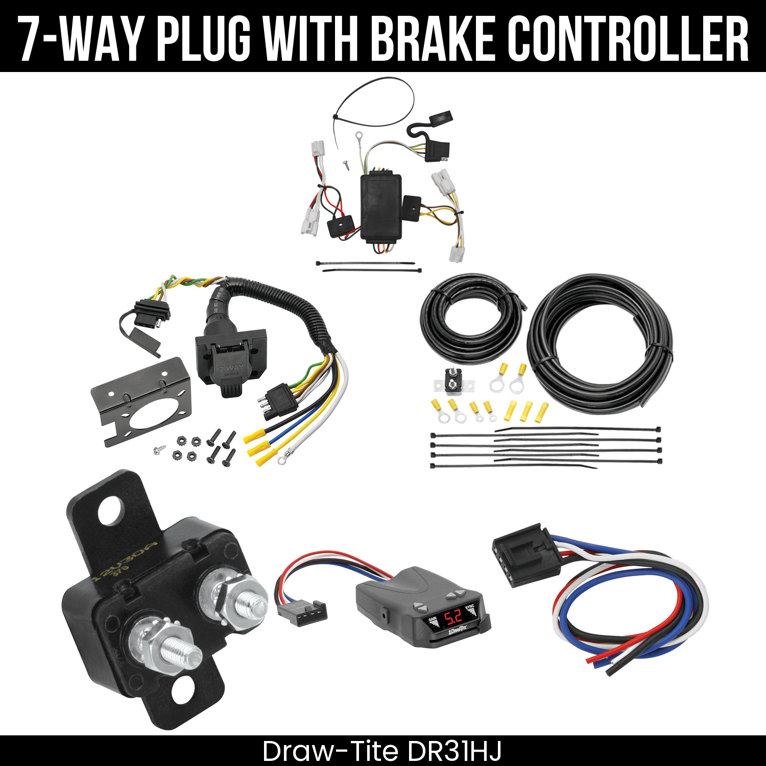 Trailer Wiring 7-Way Plug w/ Bracket , Draw-Tite Activator IV Brake Control