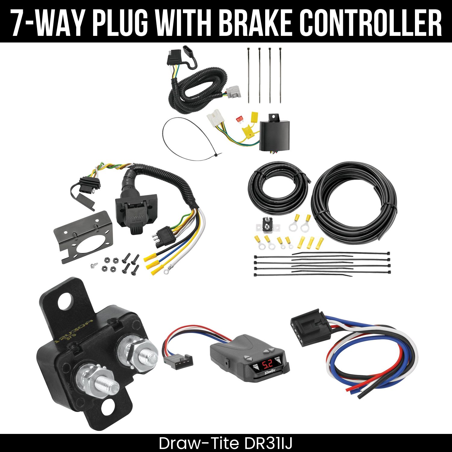 Trailer Wiring 7-Way Plug w/ Bracket , Draw-Tite Activator IV Brake Control