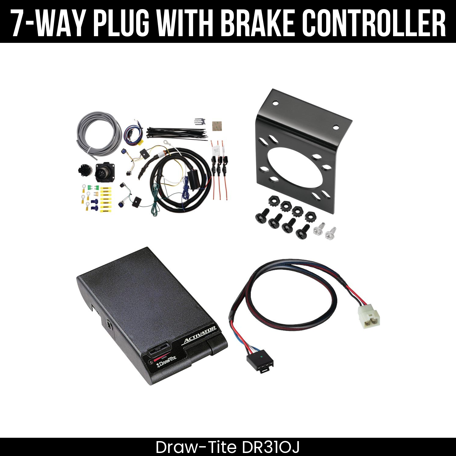 Trailer Wiring 7-Way Plug w/ Bracket , Draw-Tite Activator Brake Control