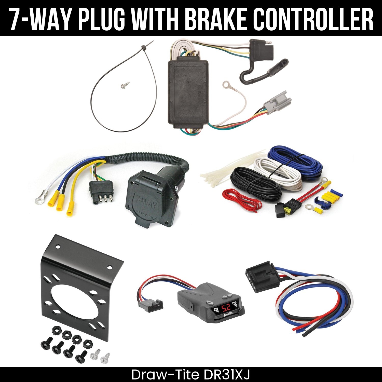Trailer Wiring 7-Way Economy Plug w/ Bracket , Draw-Tite Activator IV Brake Control