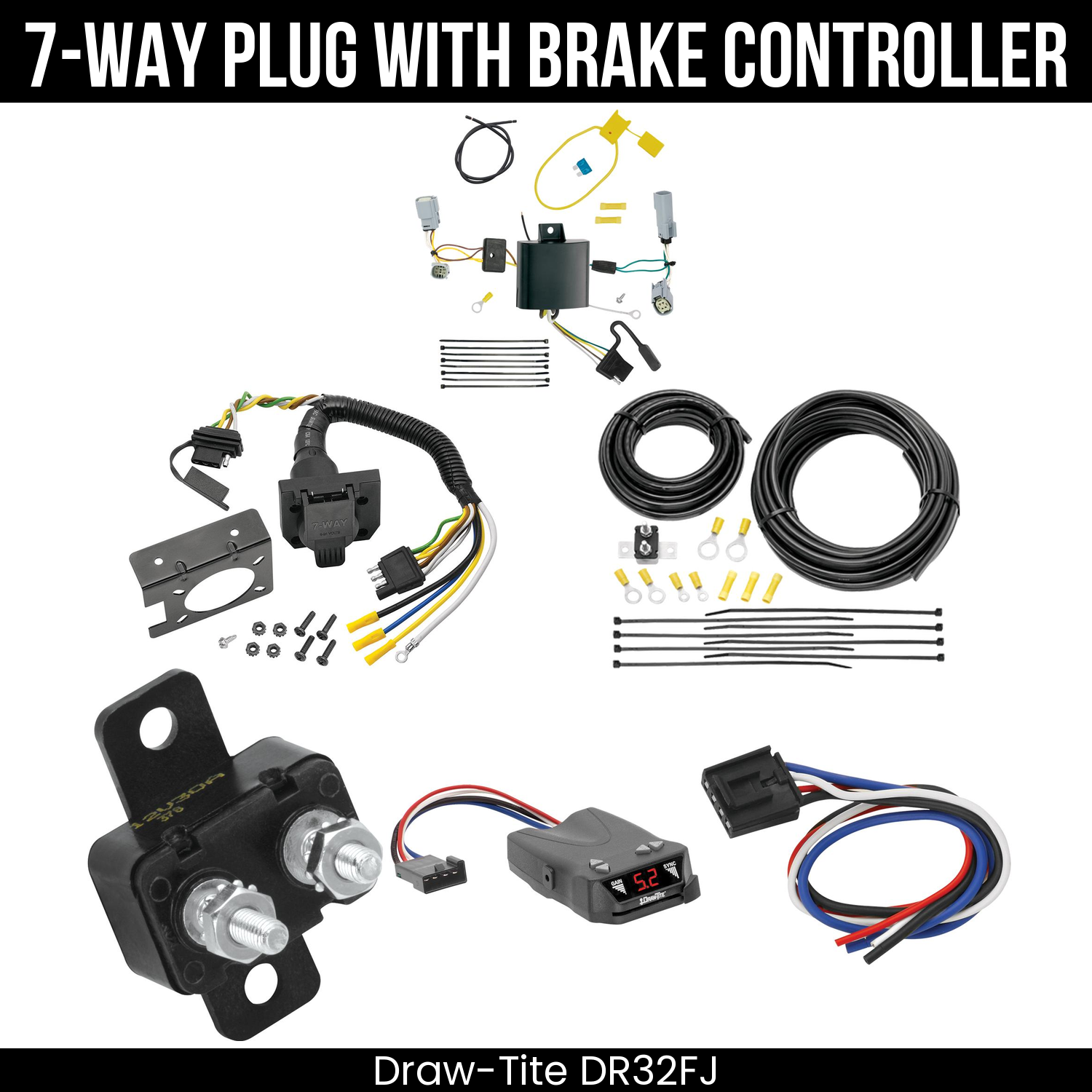 Trailer Wiring 7-Way Plug w/ Bracket , Draw-Tite Activator IV Brake Control