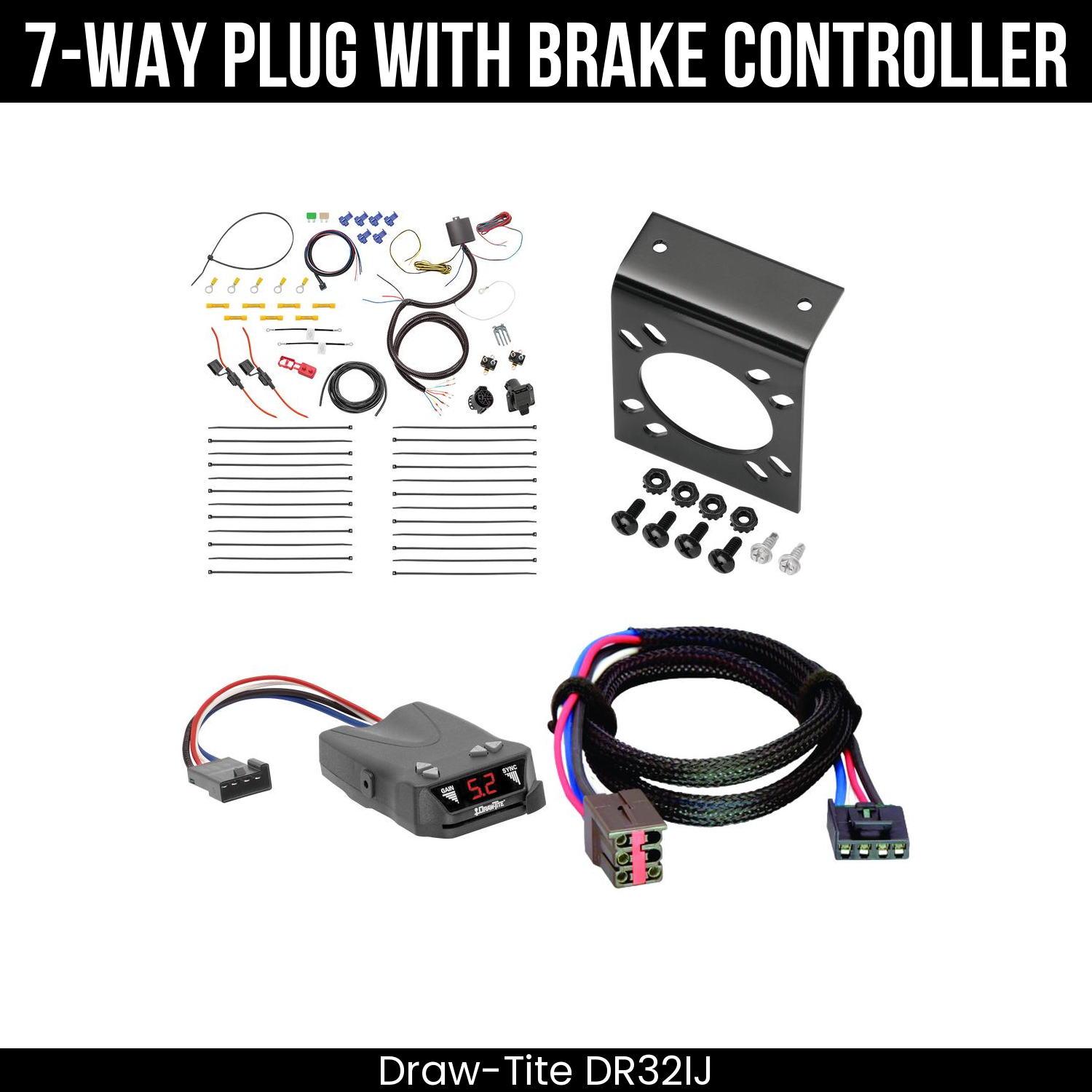 Trailer Wiring 7-Way Plug w/ Bracket , Draw-Tite Activator IV Brake Control