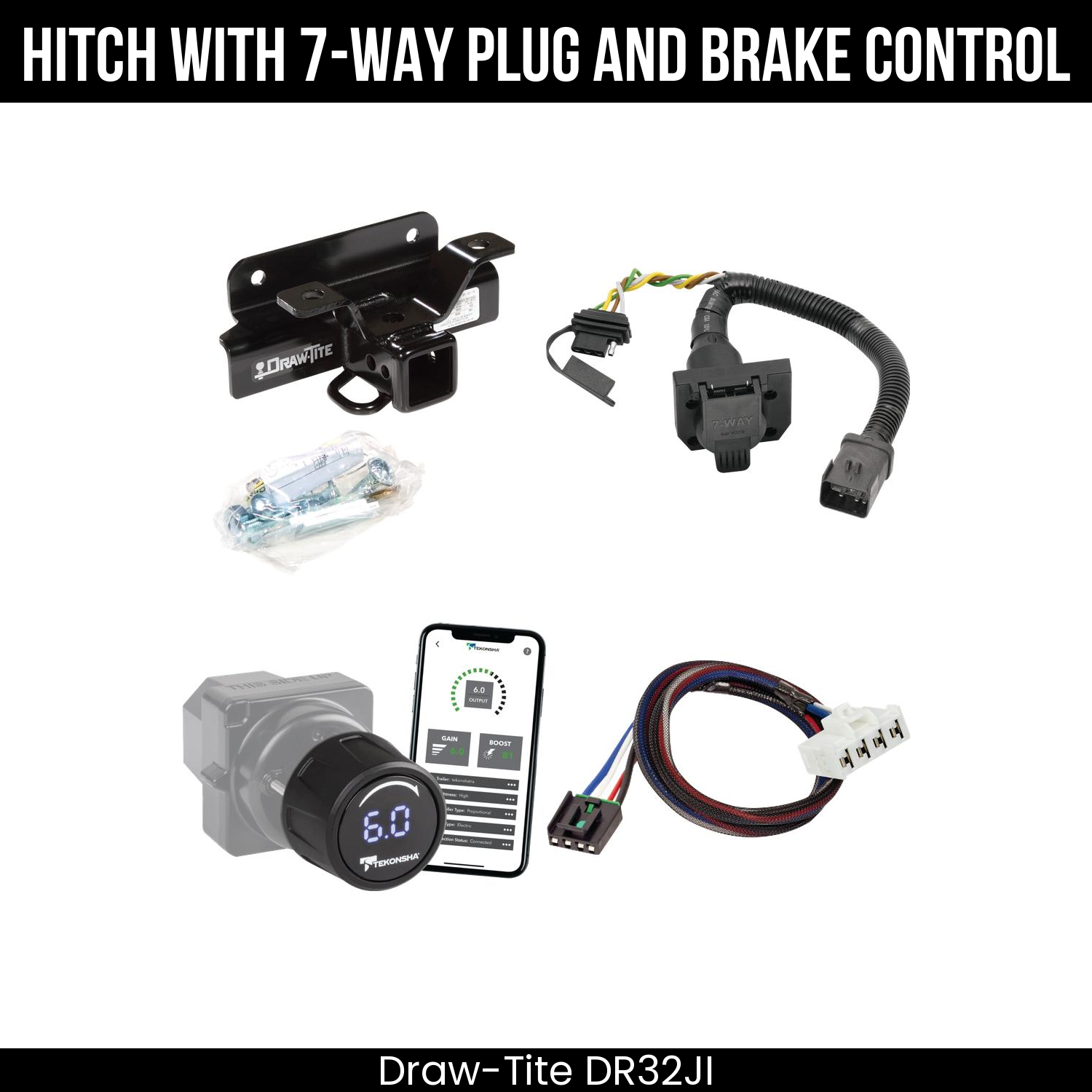 Draw Tite DR32JI Hitch With 7 Way Plug And Brake Control Bundle Featureimg