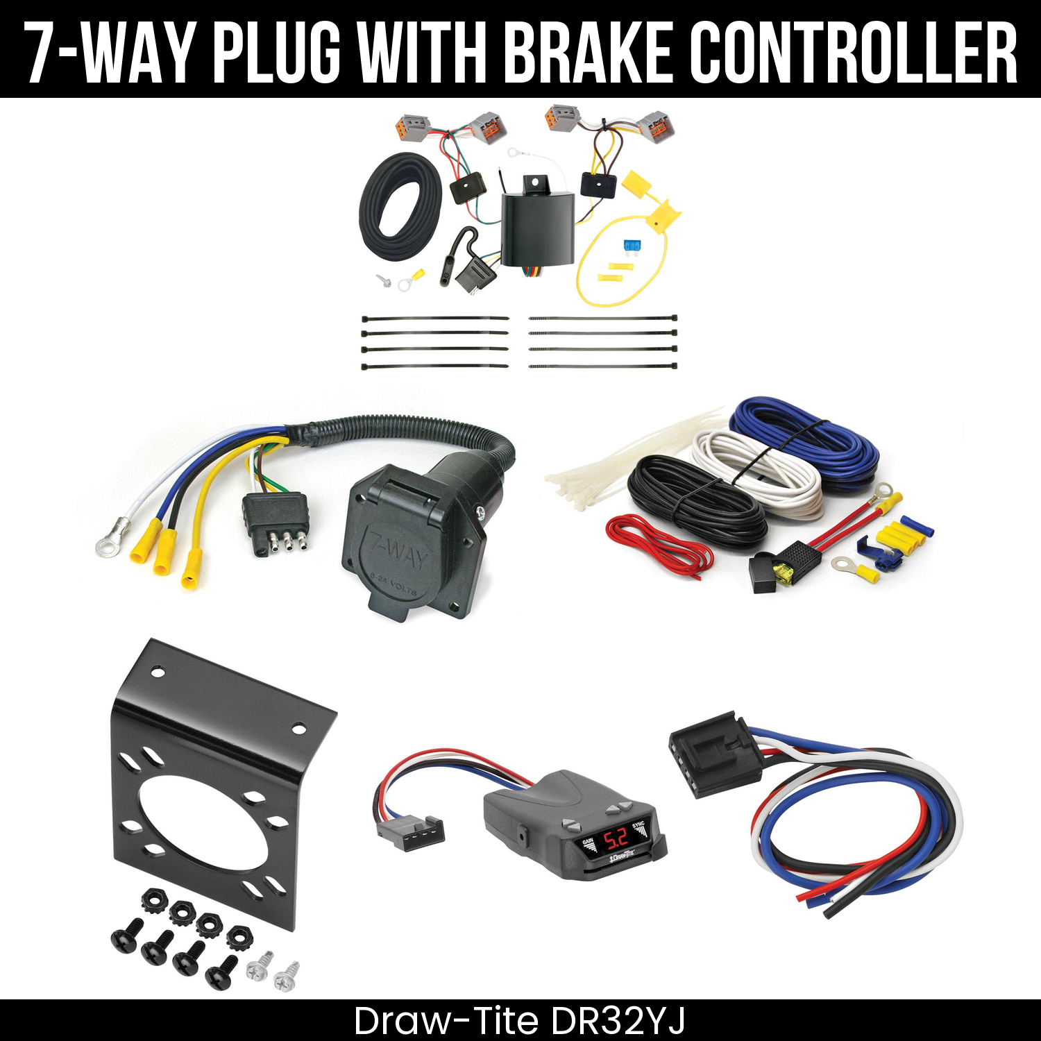 Trailer Wiring 7-Way Economy Plug w/ Bracket , Draw-Tite Activator IV Brake Control