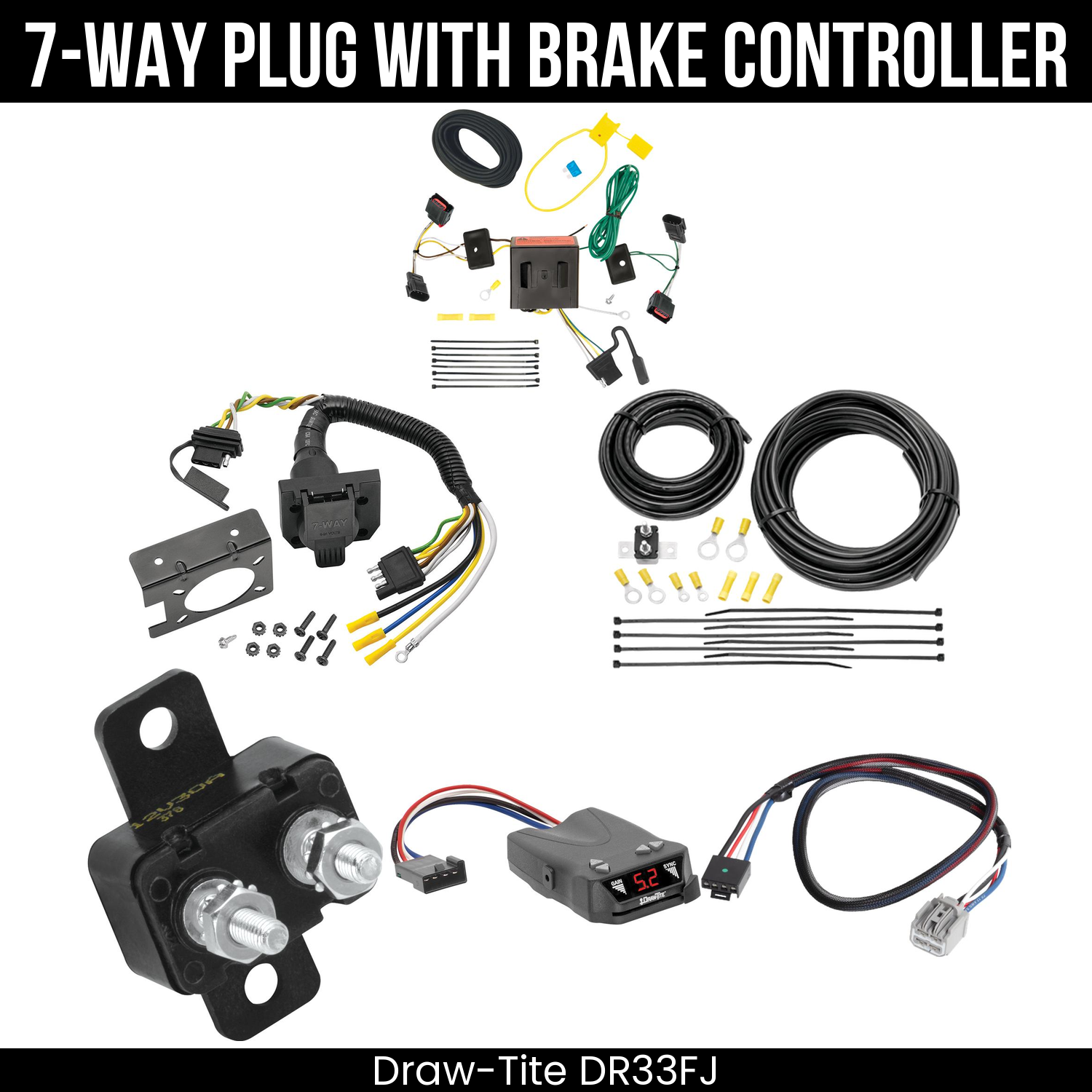 Trailer Wiring 7-Way Plug w/ Bracket , Draw-Tite Activator IV Brake Control