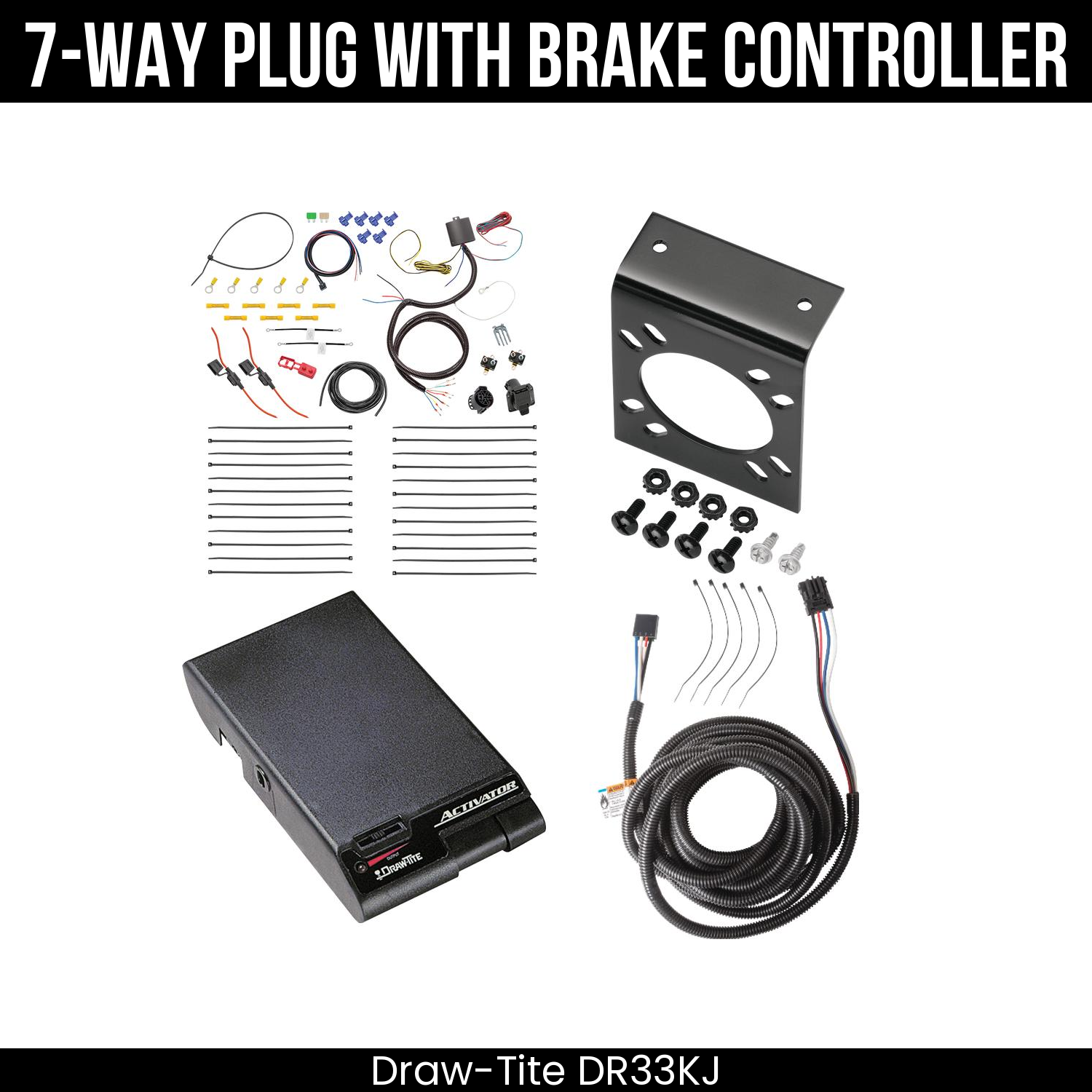 Trailer Wiring 7-Way Plug w/ Bracket , Draw-Tite Activator Brake Control