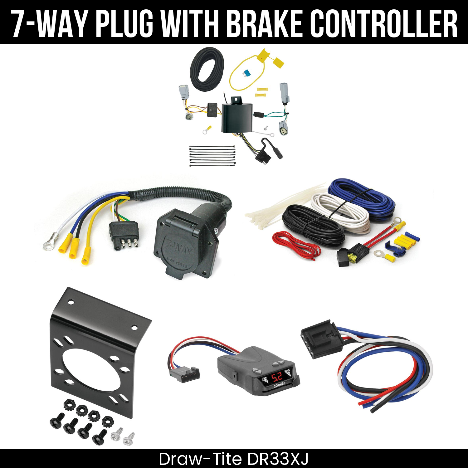 Trailer Wiring 7-Way Economy Plug w/ Bracket , Draw-Tite Activator IV Brake Control