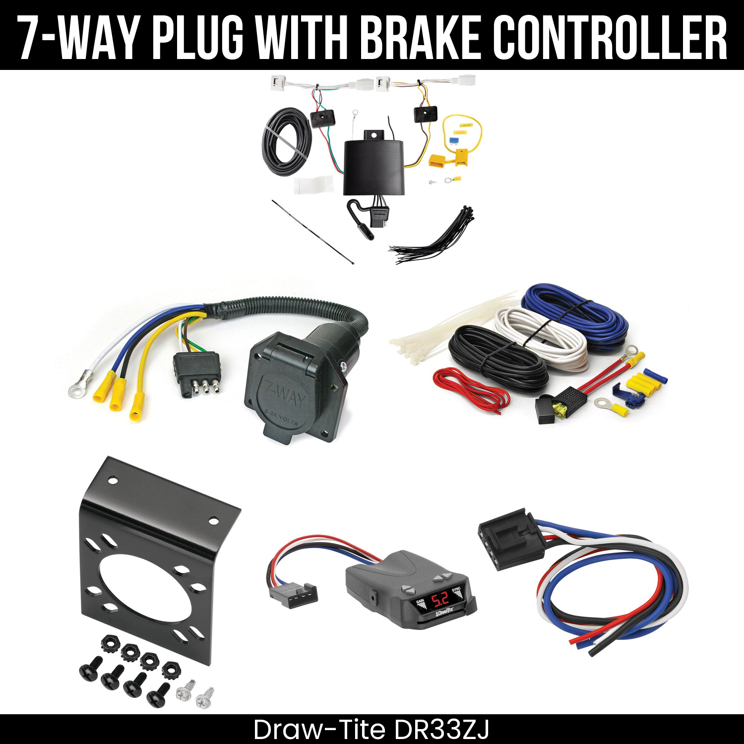 Trailer Wiring 7-Way Economy Plug w/ Bracket , Draw-Tite Activator IV Brake Control