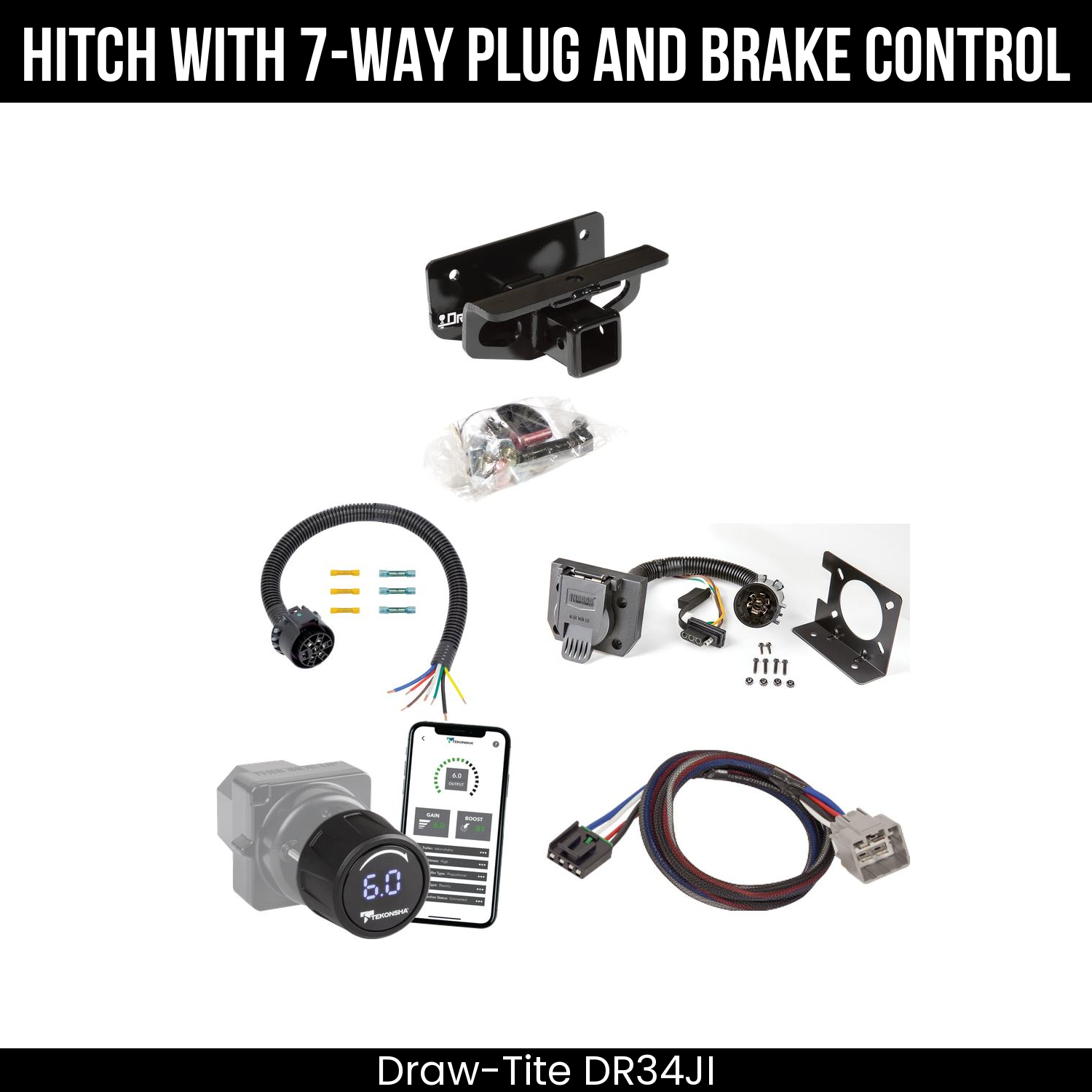 Draw Tite DR34JI Hitch With 7 Way Plug And Brake Control Bundle Featureimg