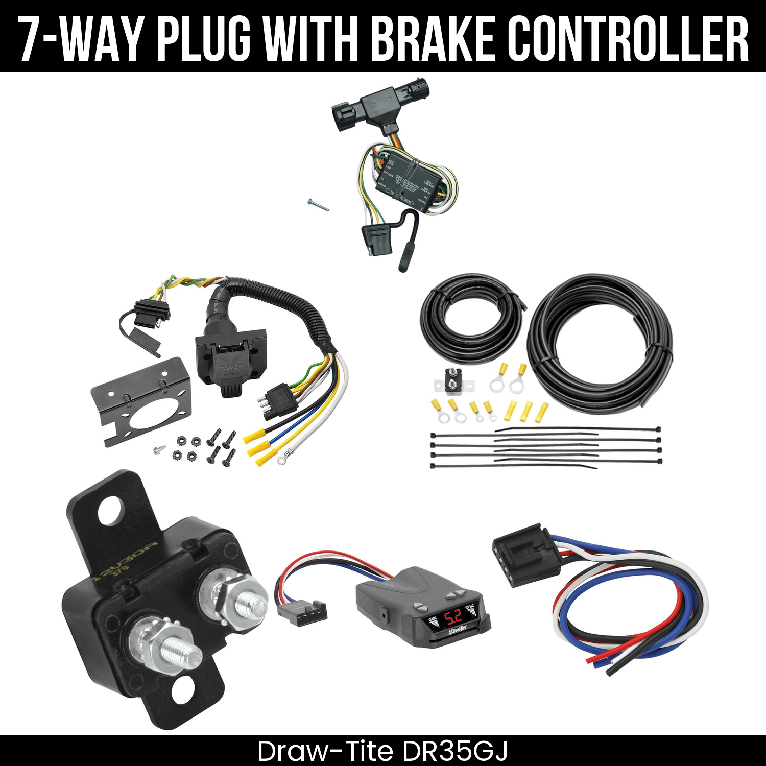 Trailer Wiring 7-Way Plug w/ Bracket , Draw-Tite Activator IV Brake Control
