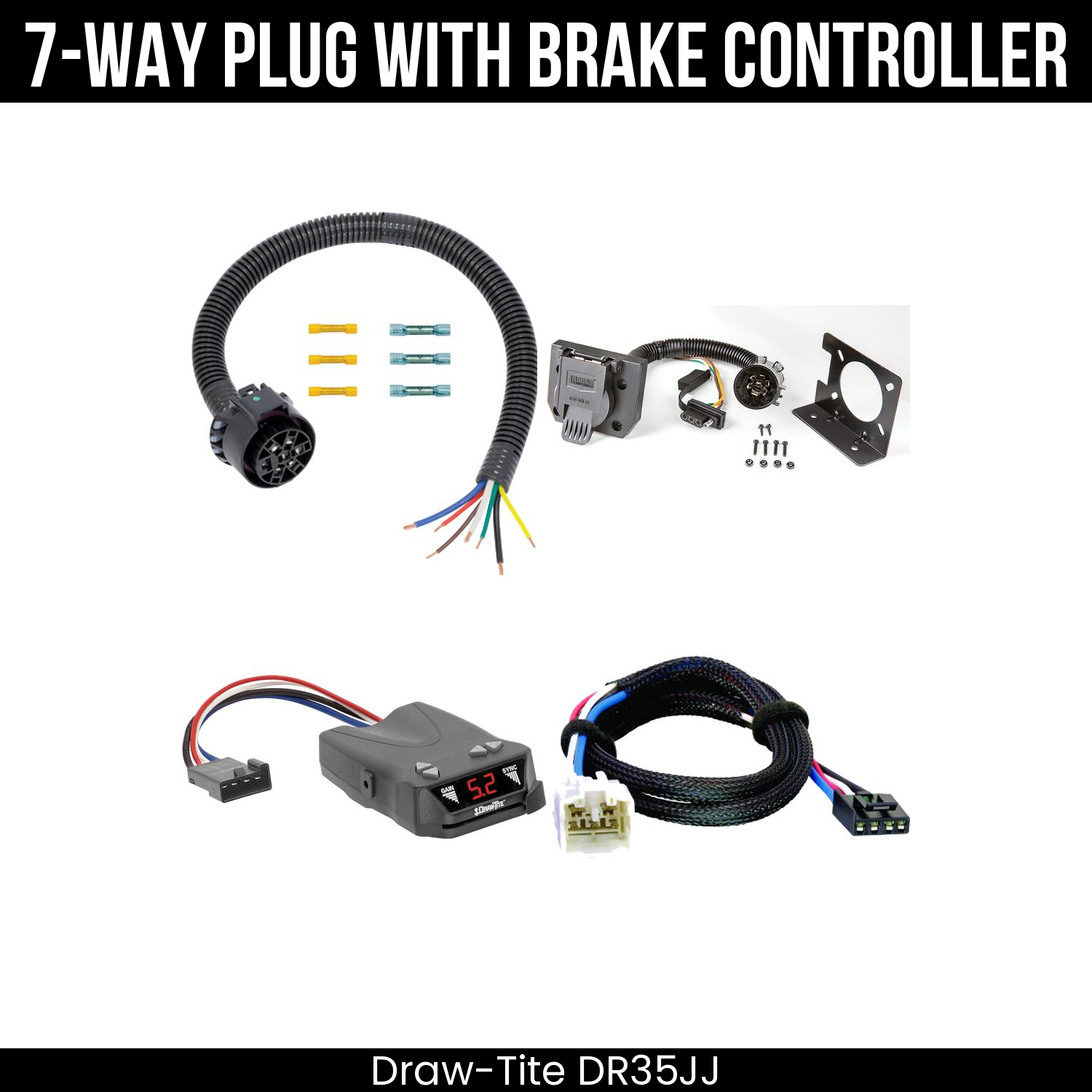 Trailer Wiring 7-Way Plug w/ Bracket , Draw-Tite Activator IV Brake Control