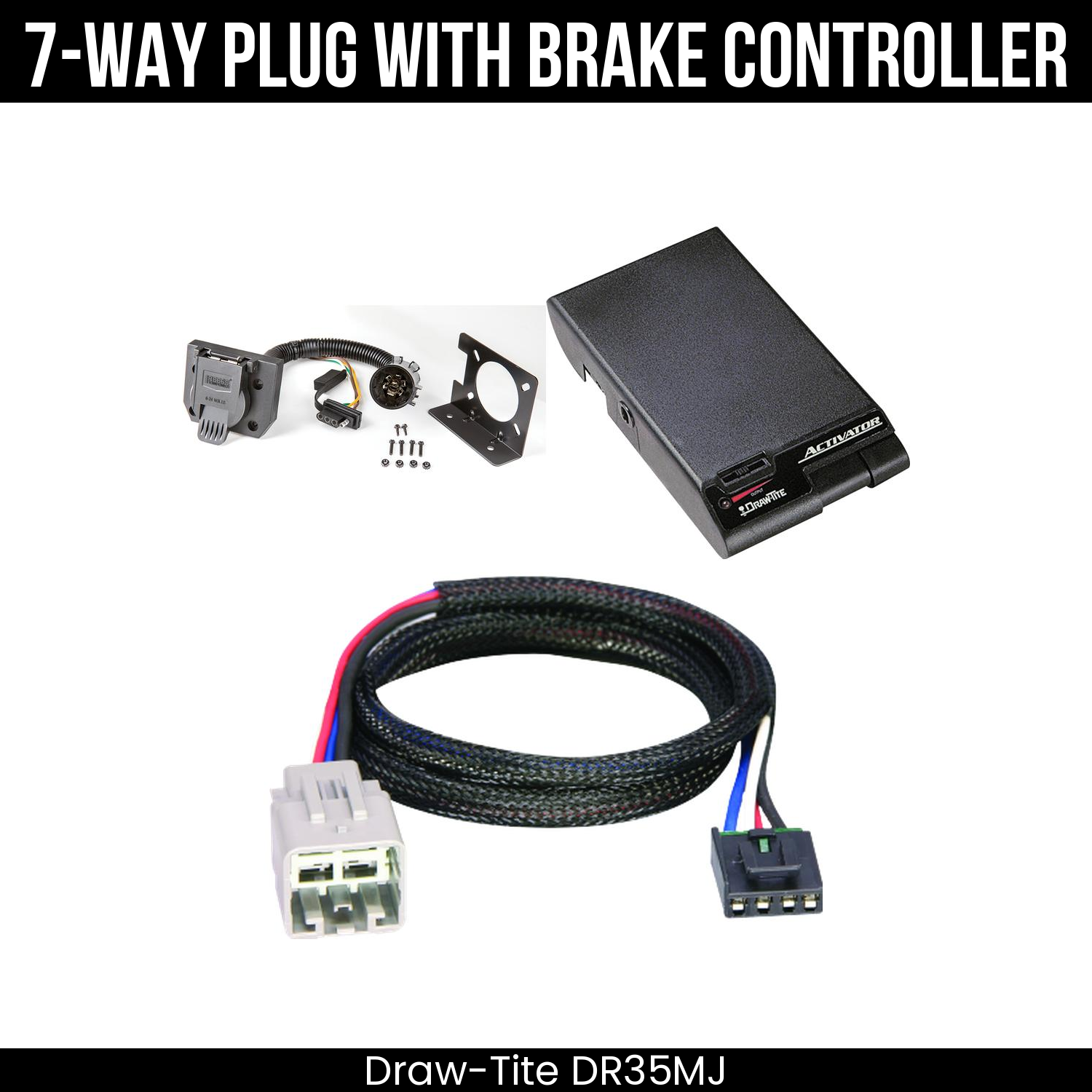 Trailer Wiring 7-Way Plug w/ Bracket , Draw-Tite Activator Brake Control