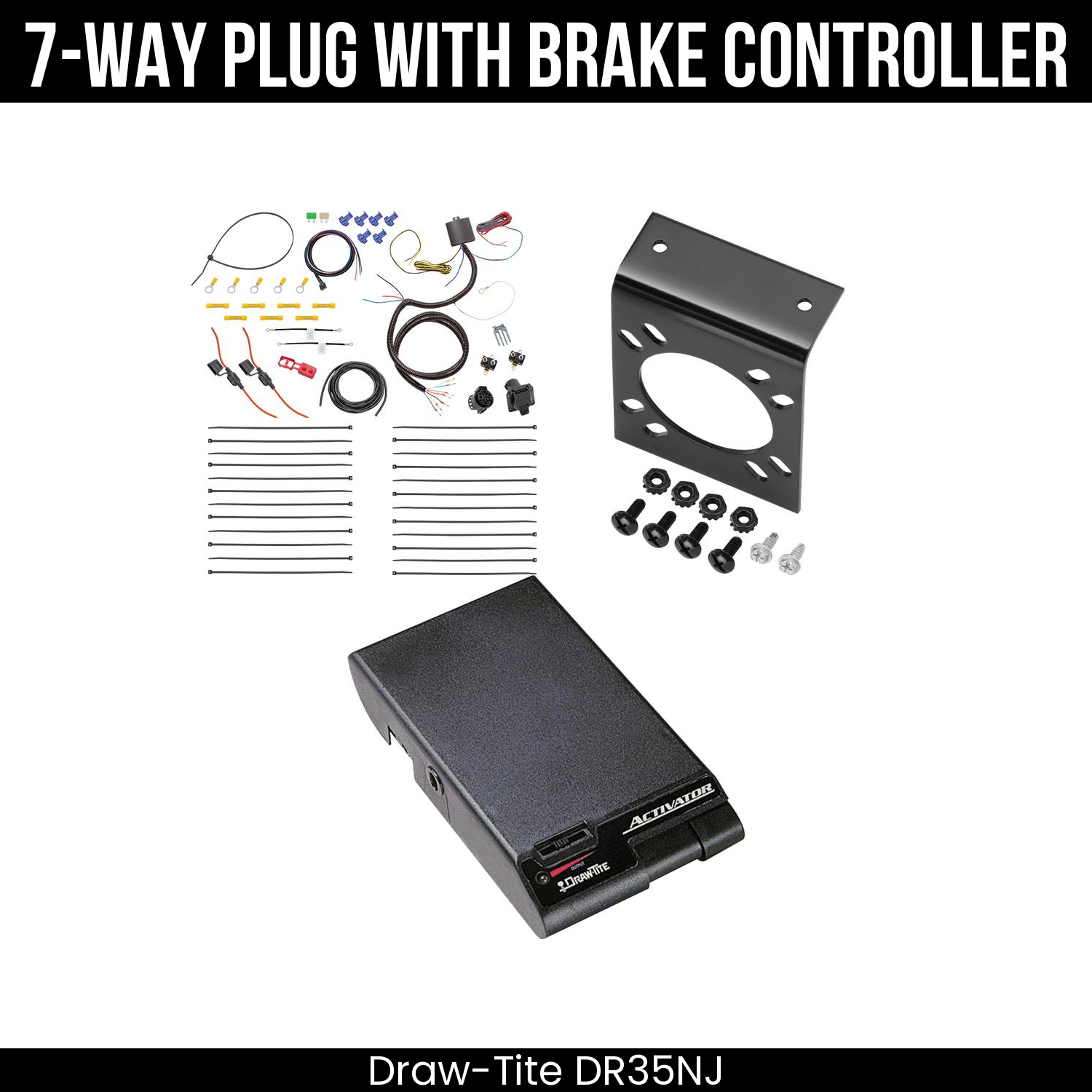 Trailer Wiring 7-Way Plug w/ Bracket , Draw-Tite Activator Brake Control