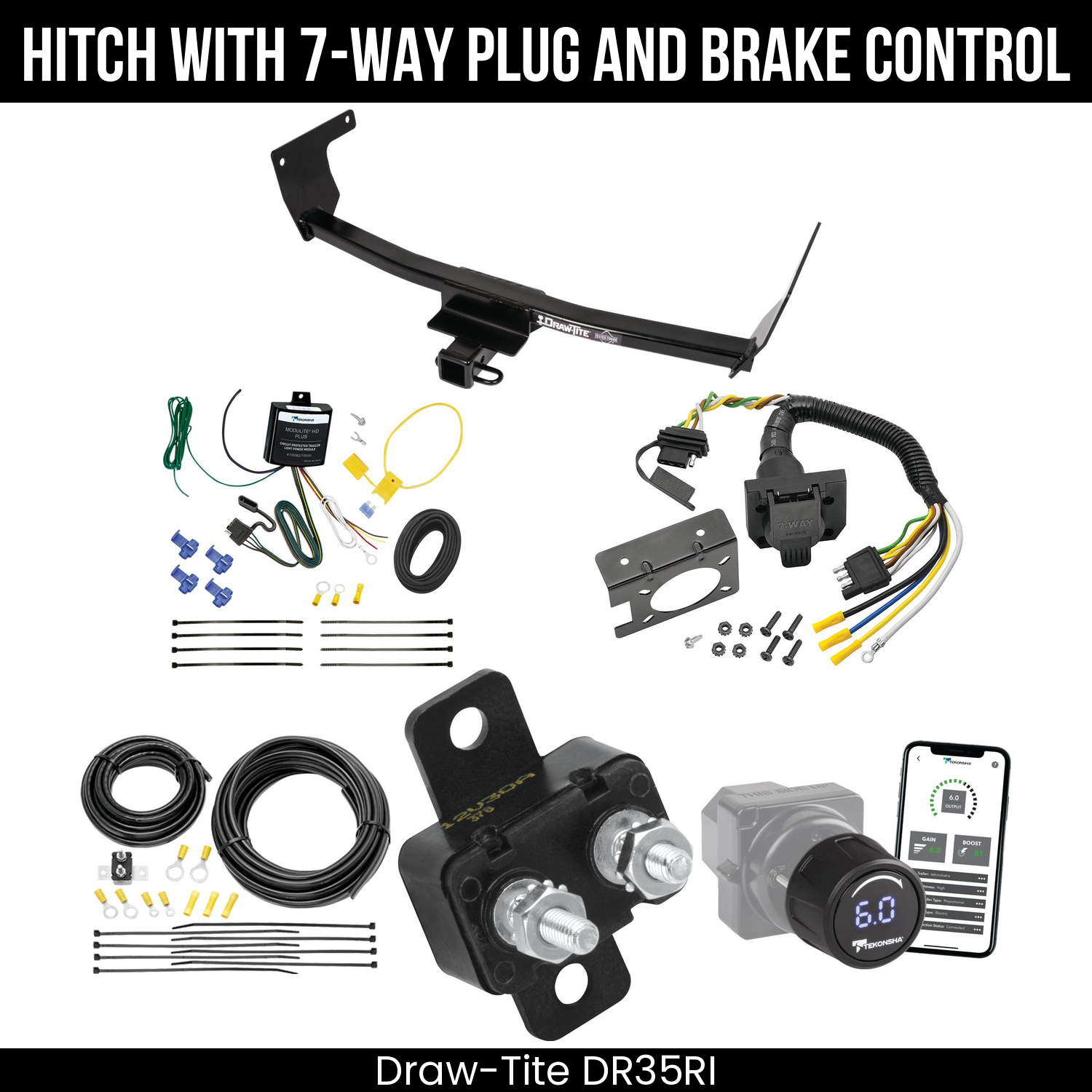 Draw Tite DR35RI Hitch With 7 Way Plug And Brake Control Bundle Featureimg