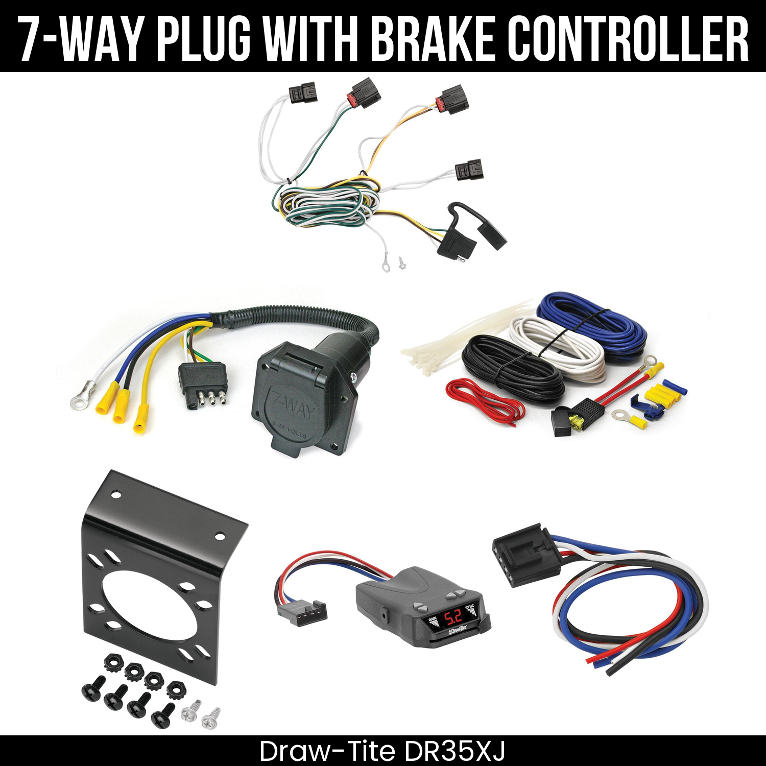 Trailer Wiring 7-Way Economy Plug w/ Bracket , Draw-Tite Activator IV Brake Control