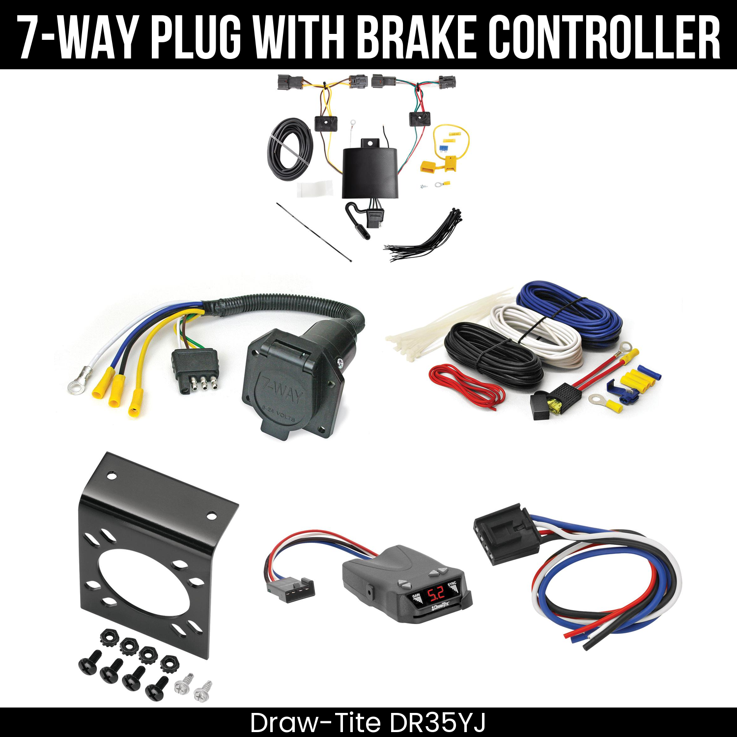 Trailer Wiring 7-Way Economy Plug w/ Bracket , Draw-Tite Activator IV Brake Control