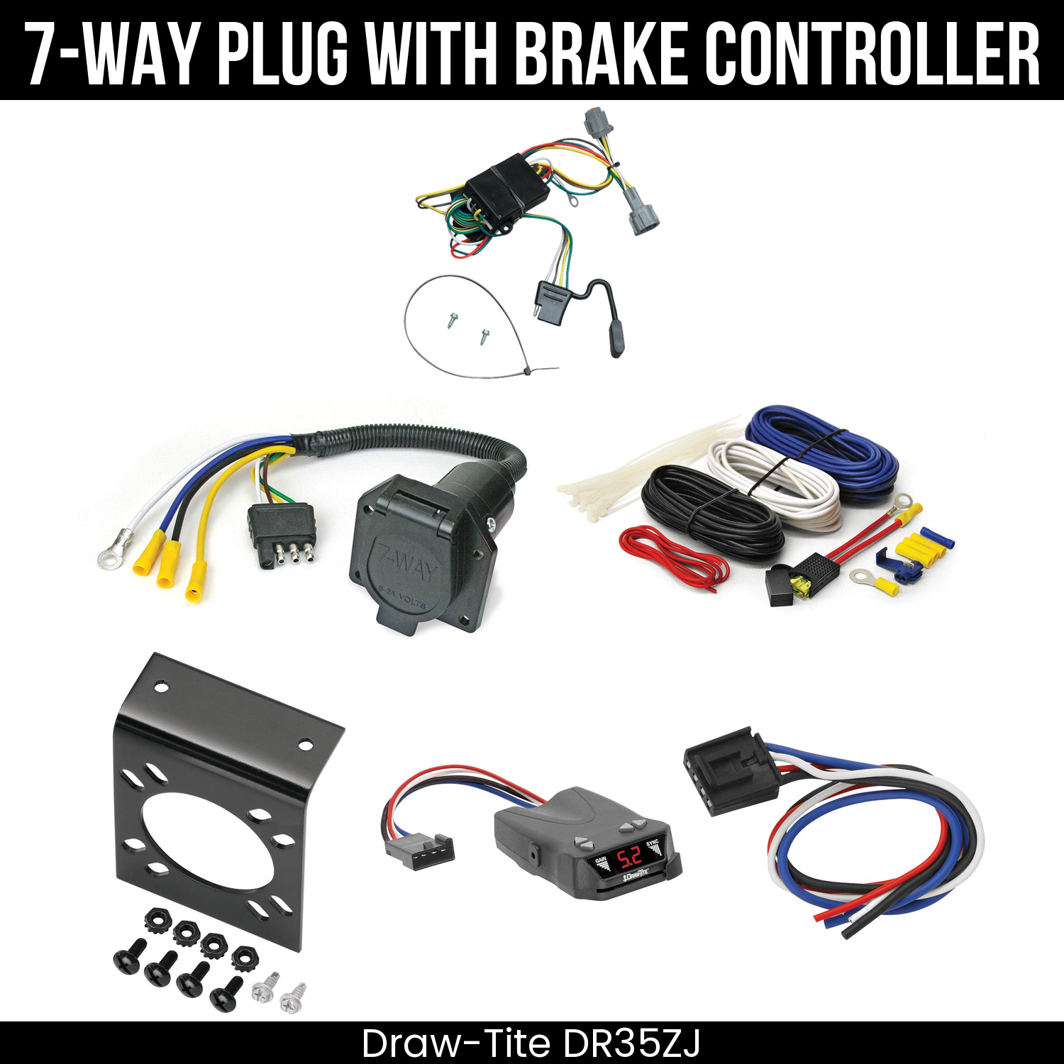 Trailer Wiring 7-Way Economy Plug w/ Bracket , Draw-Tite Activator IV Brake Control