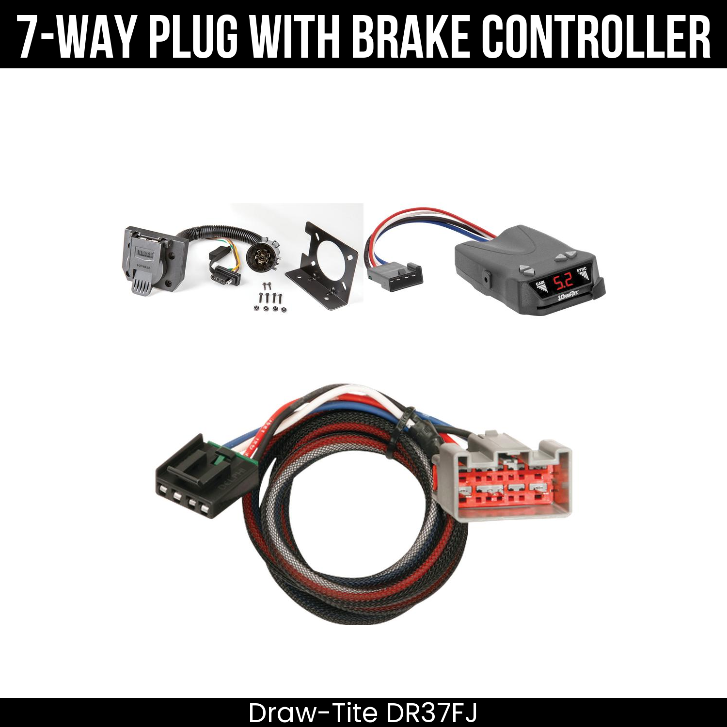 Trailer Wiring 7-Way Plug w/ Bracket , Draw-Tite Activator IV Brake Control