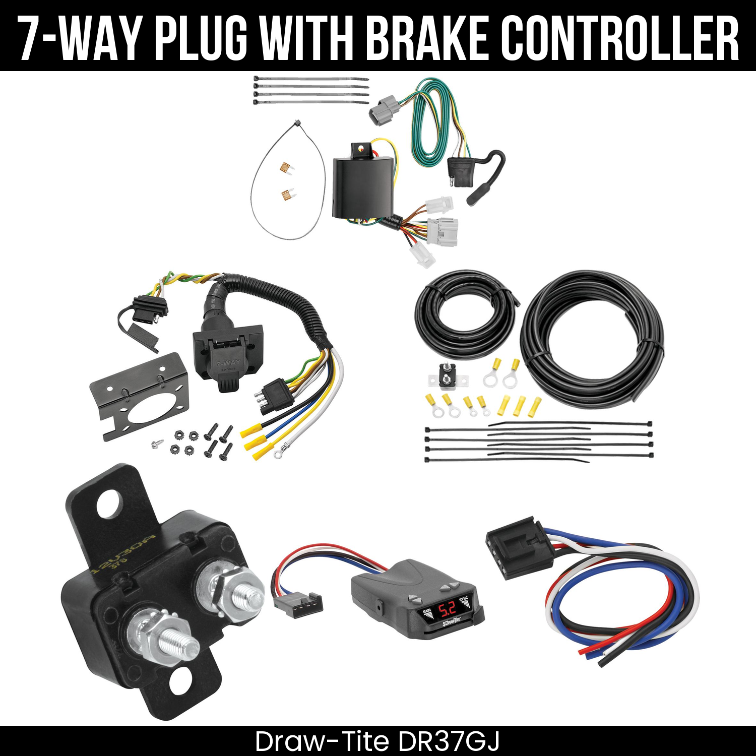 Trailer Wiring 7-Way Plug w/ Bracket , Draw-Tite Activator IV Brake Control