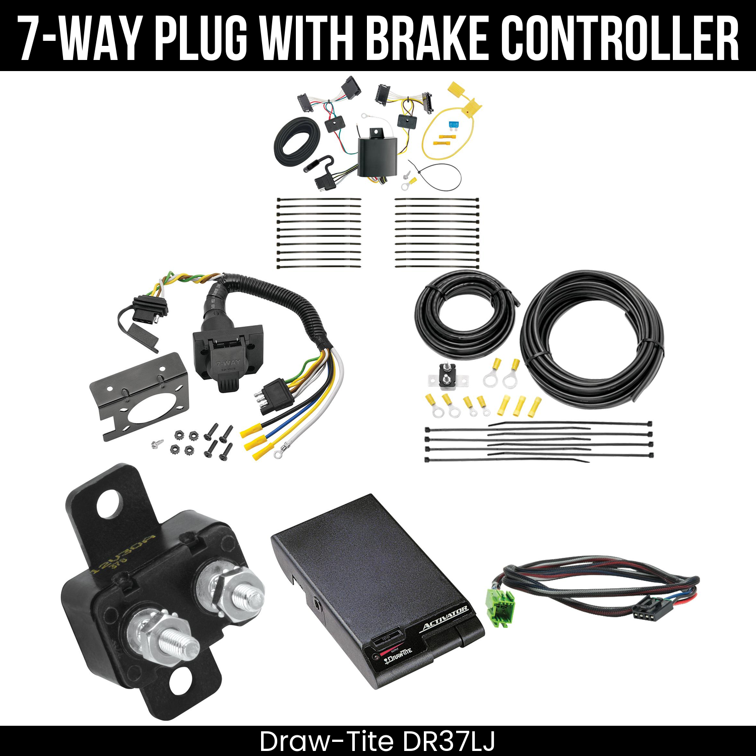 Trailer Wiring 7-Way Plug w/ Bracket , Draw-Tite Activator Brake Control