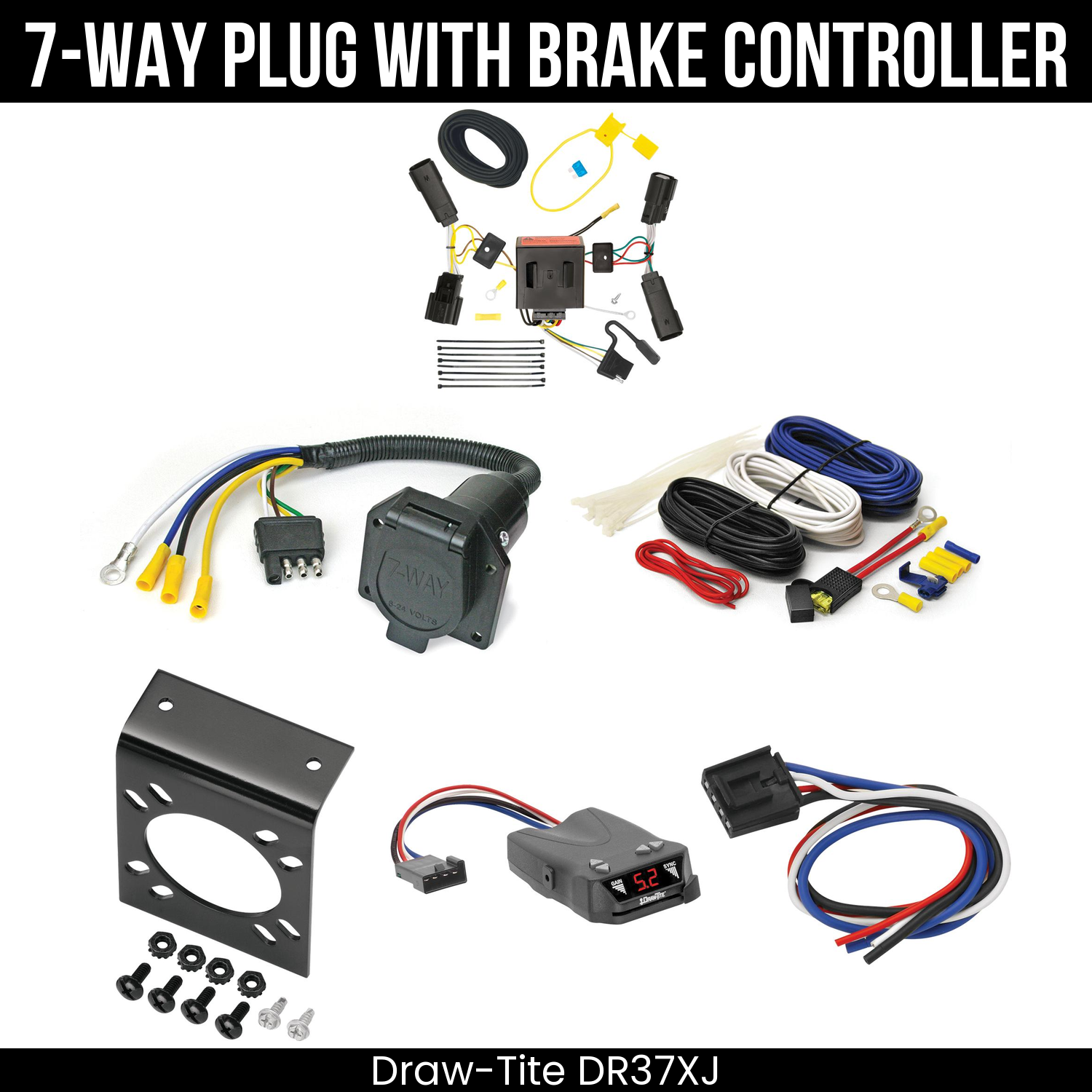 Trailer Wiring 7-Way Economy Plug w/ Bracket , Draw-Tite Activator IV Brake Control