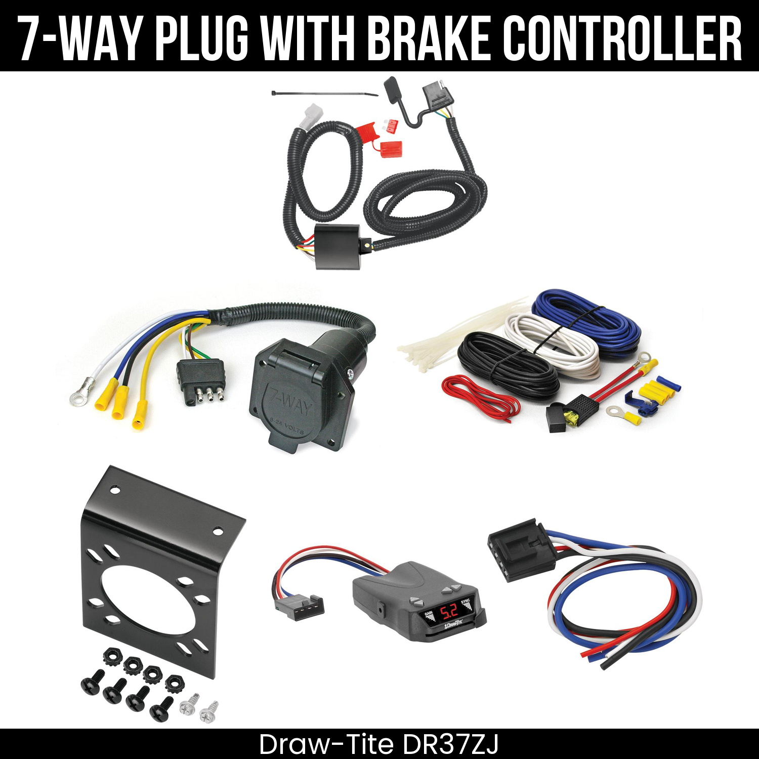 Trailer Wiring 7-Way Economy Plug w/ Bracket , Draw-Tite Activator IV Brake Control