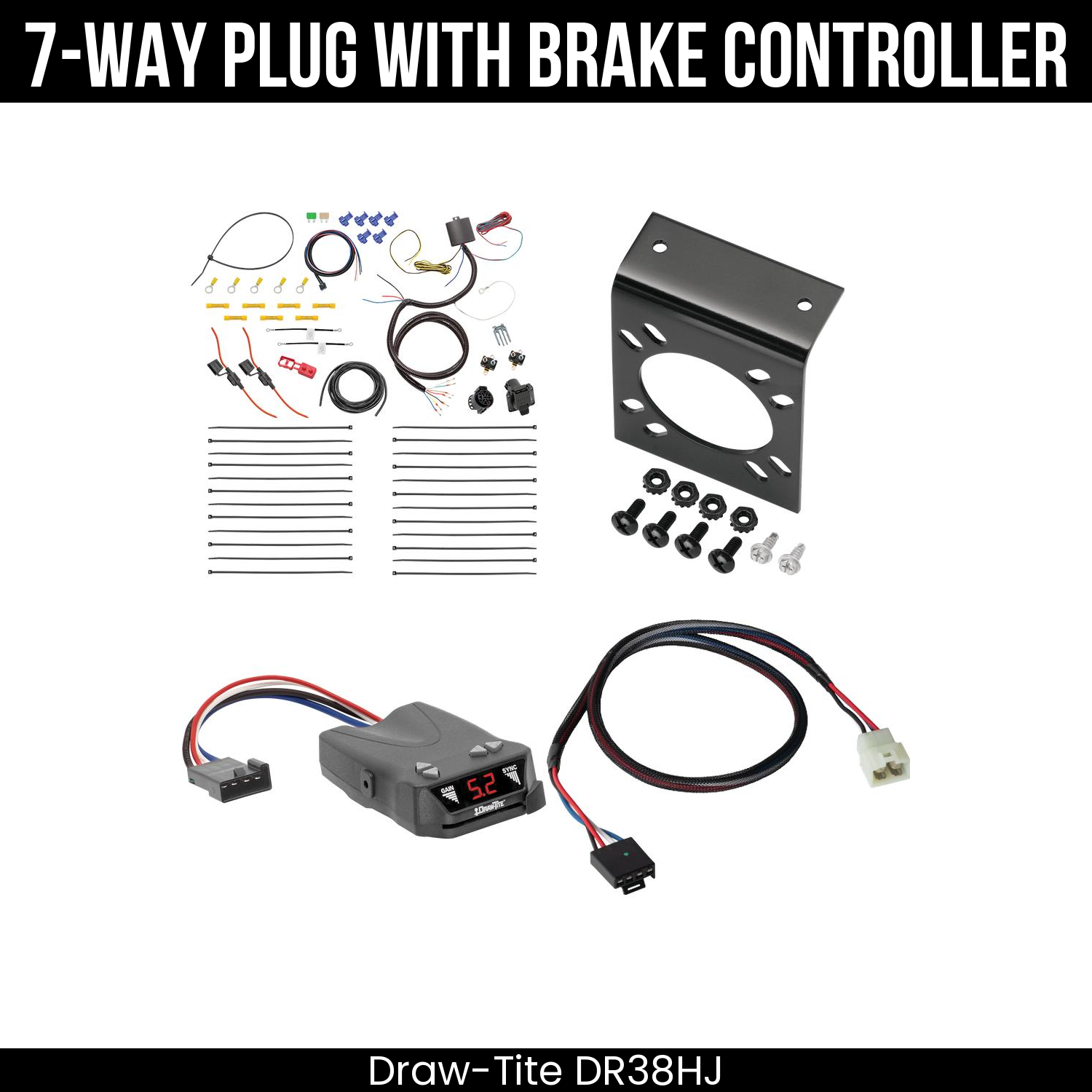 Trailer Wiring 7-Way Plug w/ Bracket , Draw-Tite Activator IV Brake Control