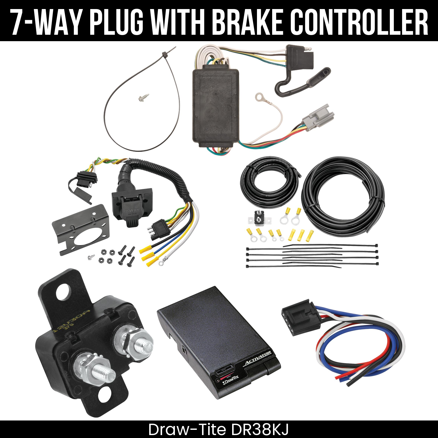 Trailer Wiring 7-Way Plug w/ Bracket , Draw-Tite Activator Brake Control