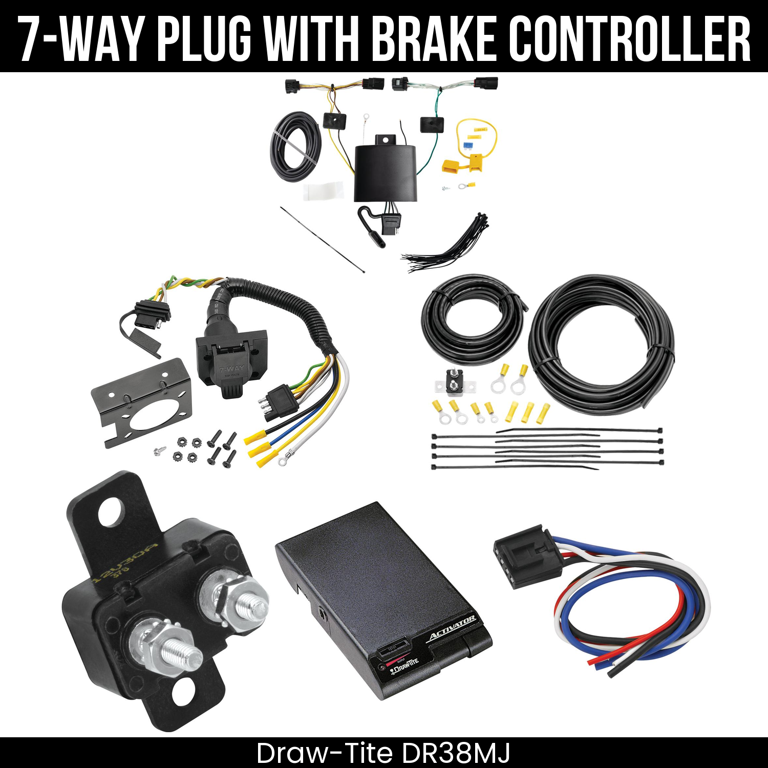 Trailer Wiring 7-Way Plug w/ Bracket , Draw-Tite Activator Brake Control