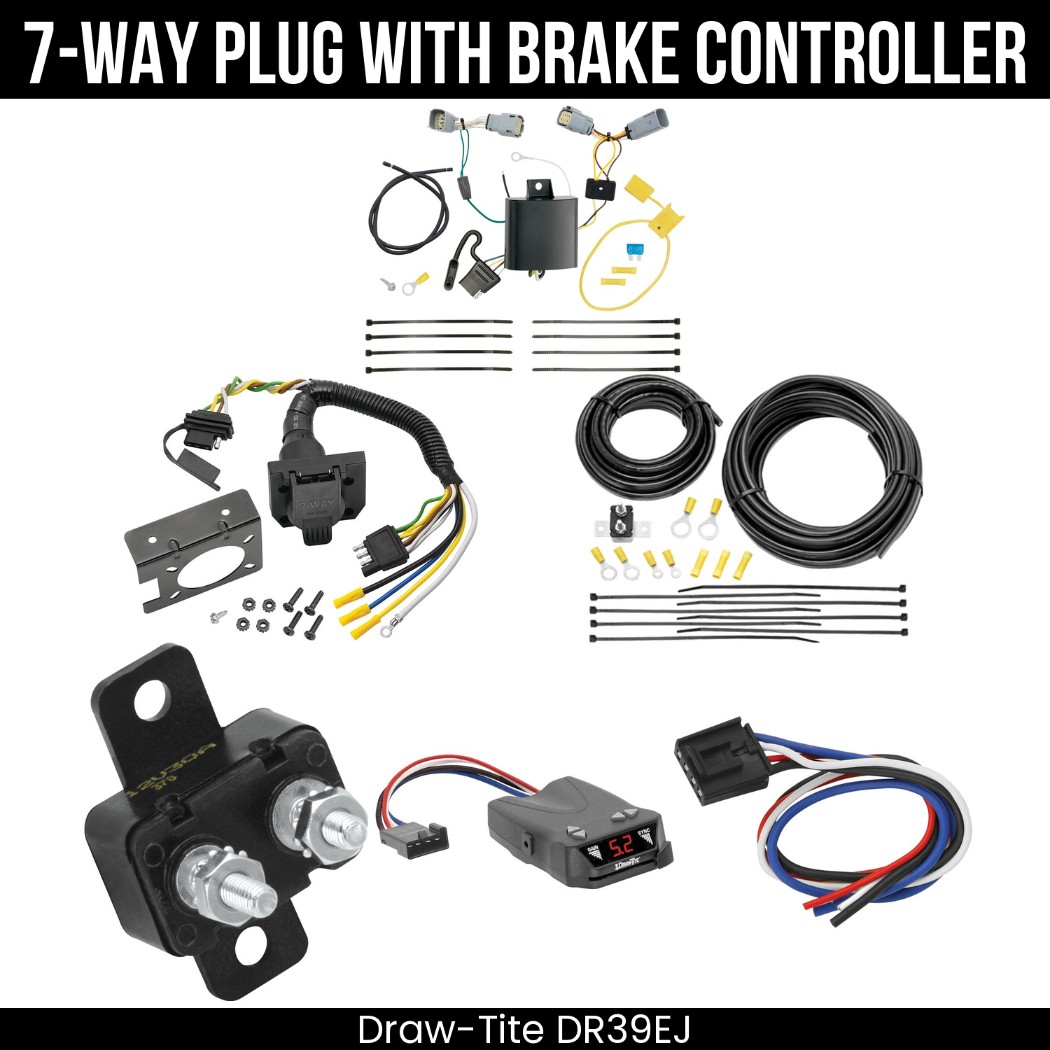 Trailer Wiring 7-Way Plug w/ Bracket , Draw-Tite Activator IV Brake Control